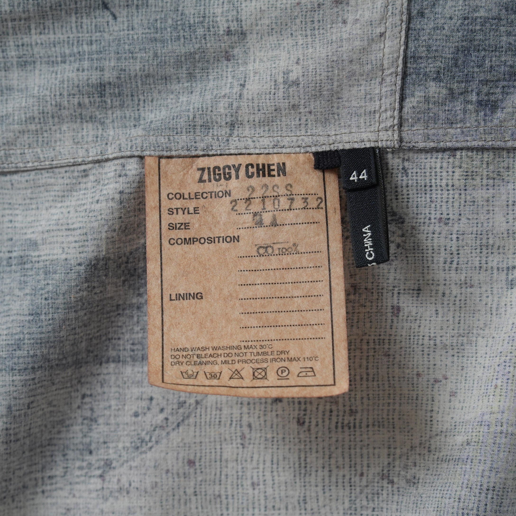 ZIGGY CHEN ジギーチェン / 美品 22SS Elongated Shirts with Schholar Print スカラープリント ロング 長袖シャツ / 0M2210732 / size 44 (GRAY) 352013-in-ue