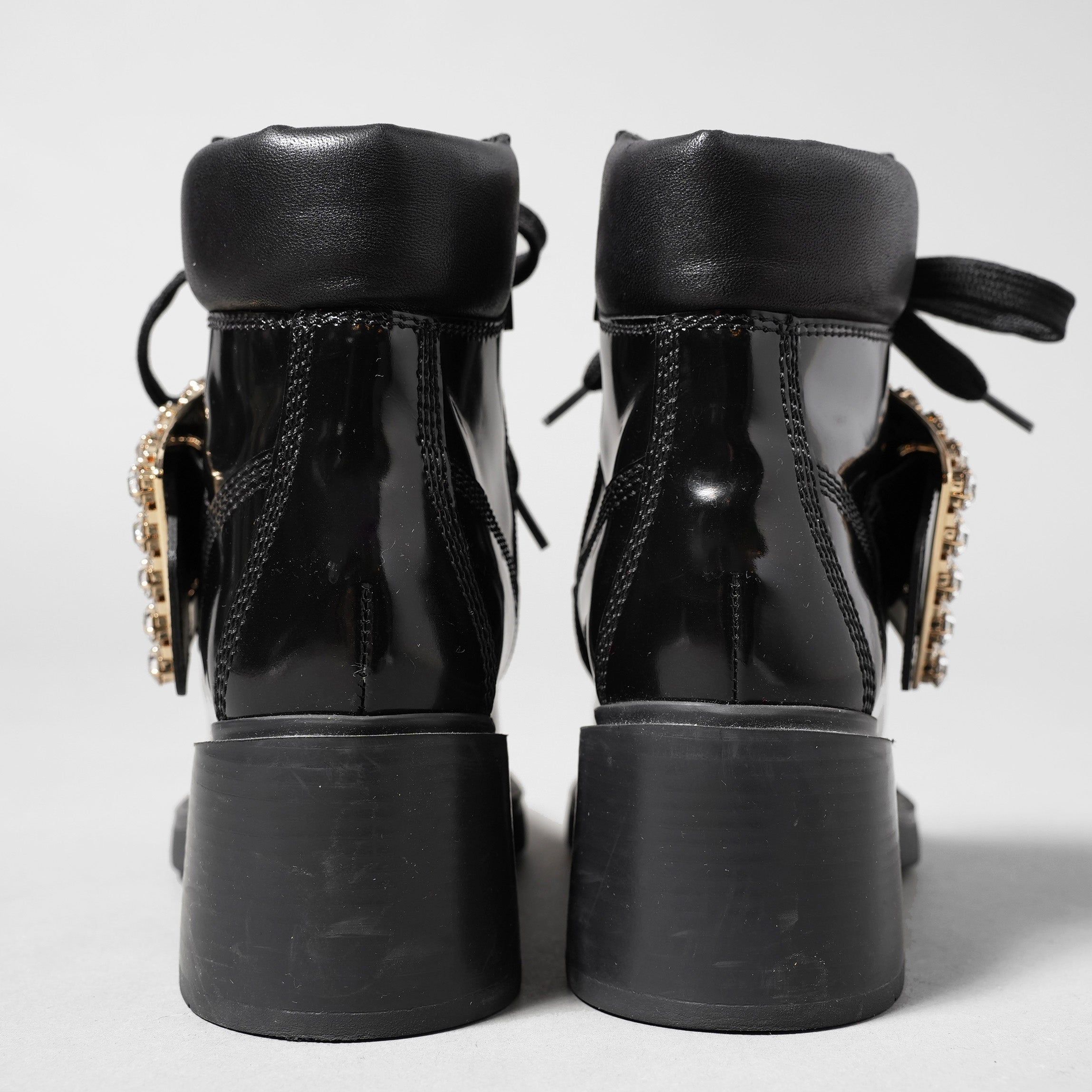 Roger Vivier ロジェ ヴィヴィエ / ヴィヴ レンジャーストラスバックル アンクルブーツ / レースアップブーツ / size 35.5 (23.5cm) BLACK