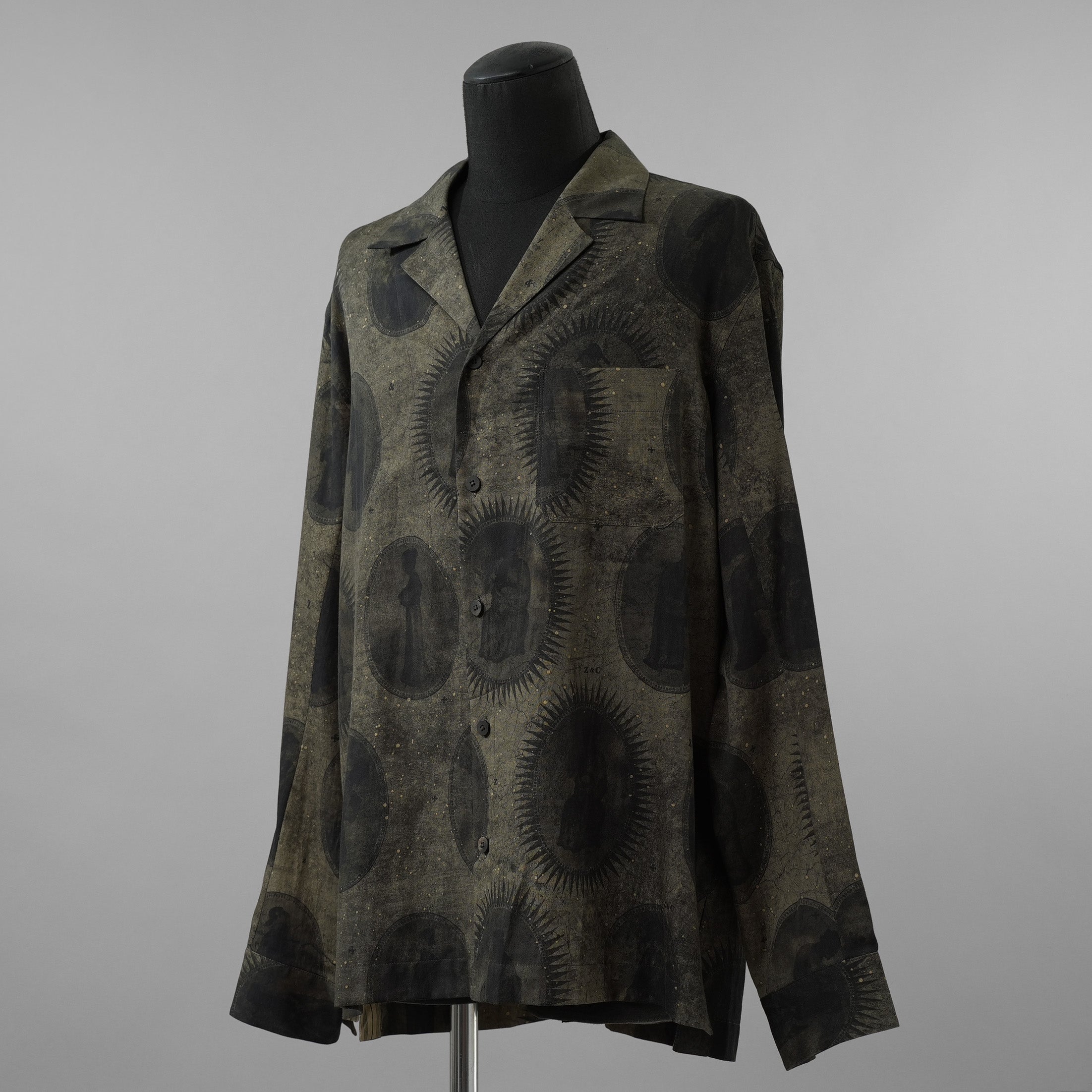 ZIGGY CHEN ジギーチェン / 美品 22SS Scholar Print Field Shirt スカラープリント フィールドシャツ 長袖シャツ / 0M210706 / size 46 (GREEN) 352012-in-ue