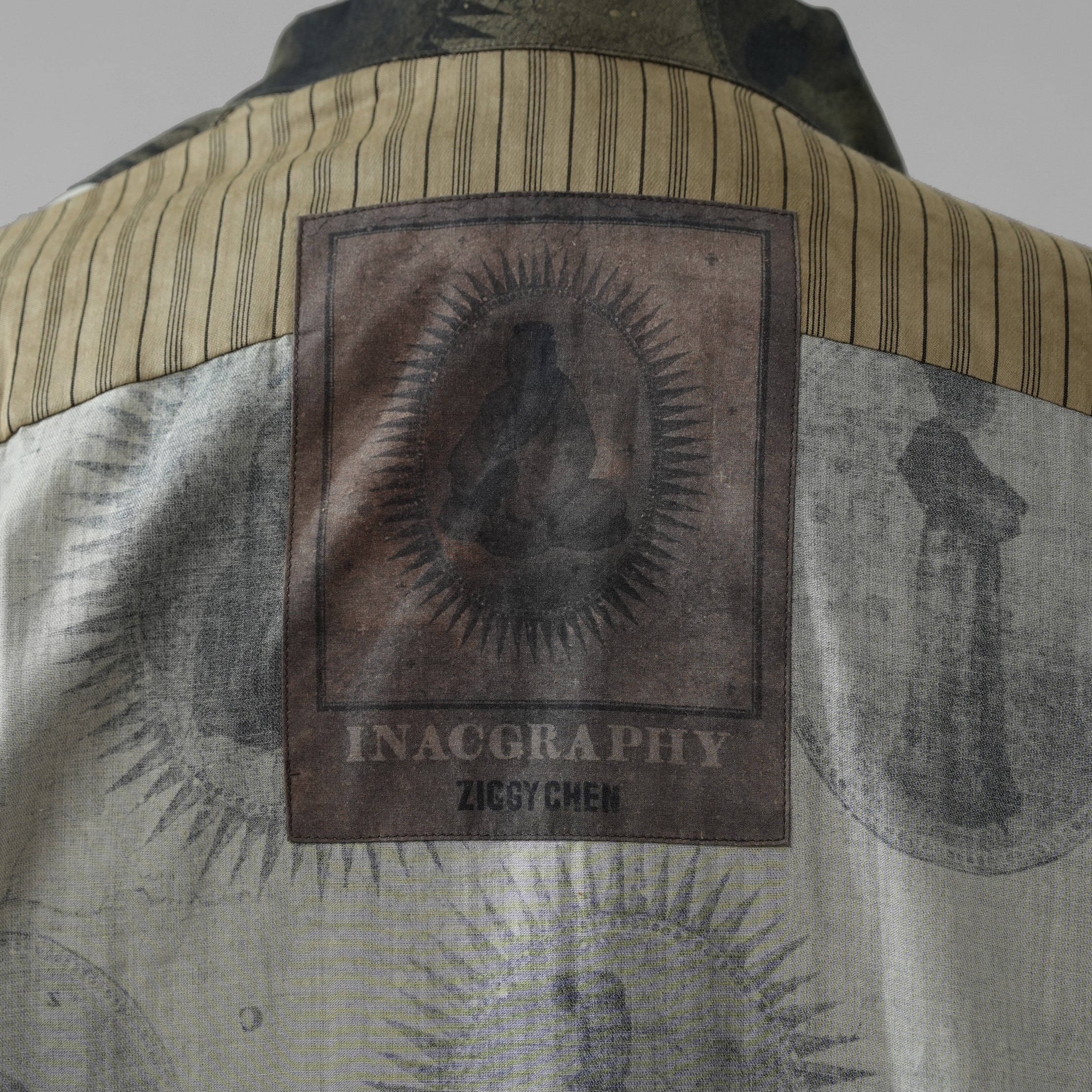 ZIGGY CHEN ジギーチェン / 美品 22SS Scholar Print Field Shirt スカラープリント フィールドシャツ 長袖シャツ / 0M210706 / size 46 (GREEN) 352012-in-ue