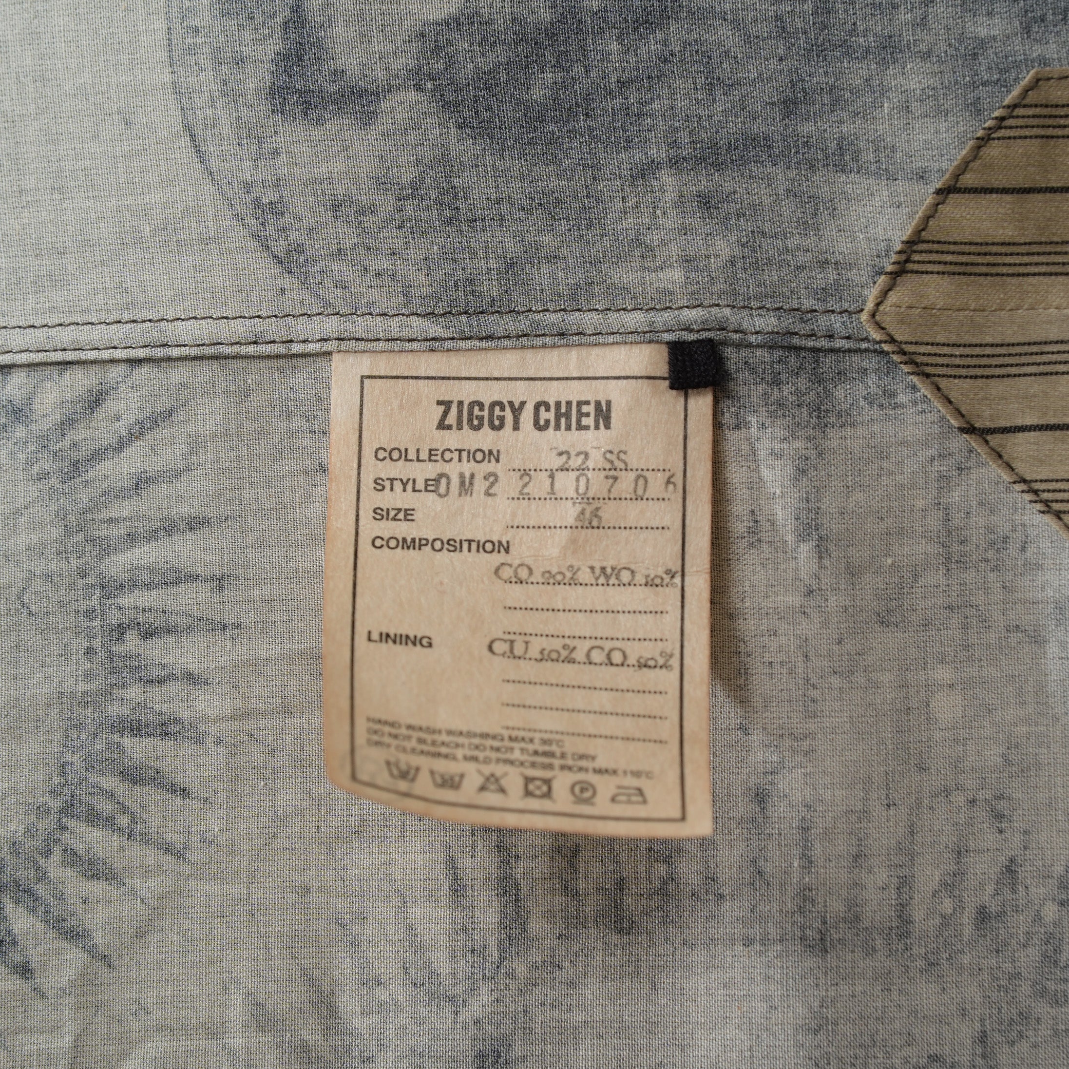 ZIGGY CHEN ジギーチェン / 美品 22SS Scholar Print Field Shirt スカラープリント フィールドシャツ 長袖シャツ / 0M210706 / size 46 (GREEN) 352012-in-ue