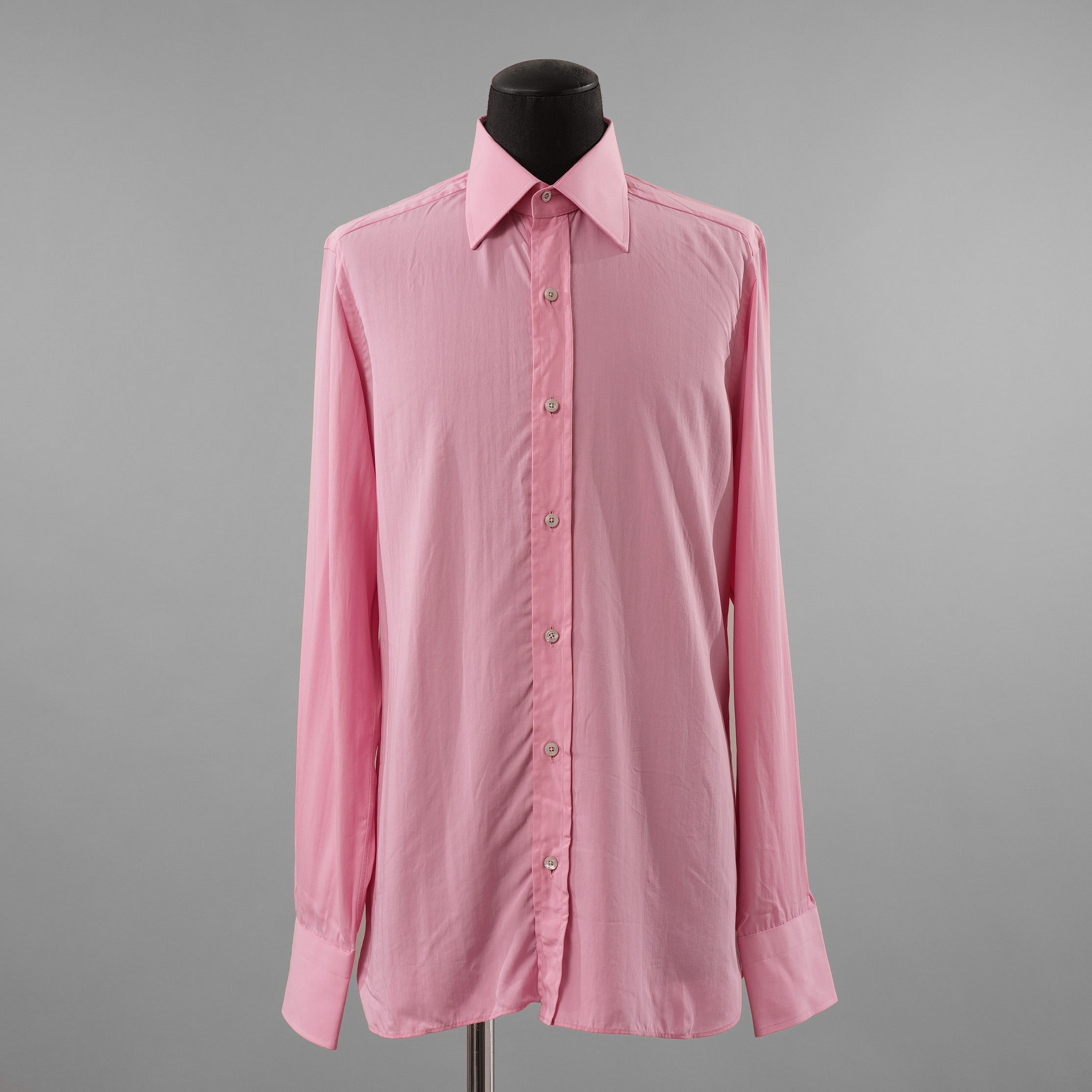 TOM FORD トム フォード / 美品 シルク混 スリムフィット ドレスシャツ 長袖シャツ / HSBC01 / size 40 (PINK) 352018-in-ue