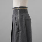 Brunello Cucinelli ブルネロ クチネリ / 美品 20AW ウール ジップアップ アウトタック ワイドレッグ クロップドパンツ / size 40 (GRAY) レディース 35008-izm