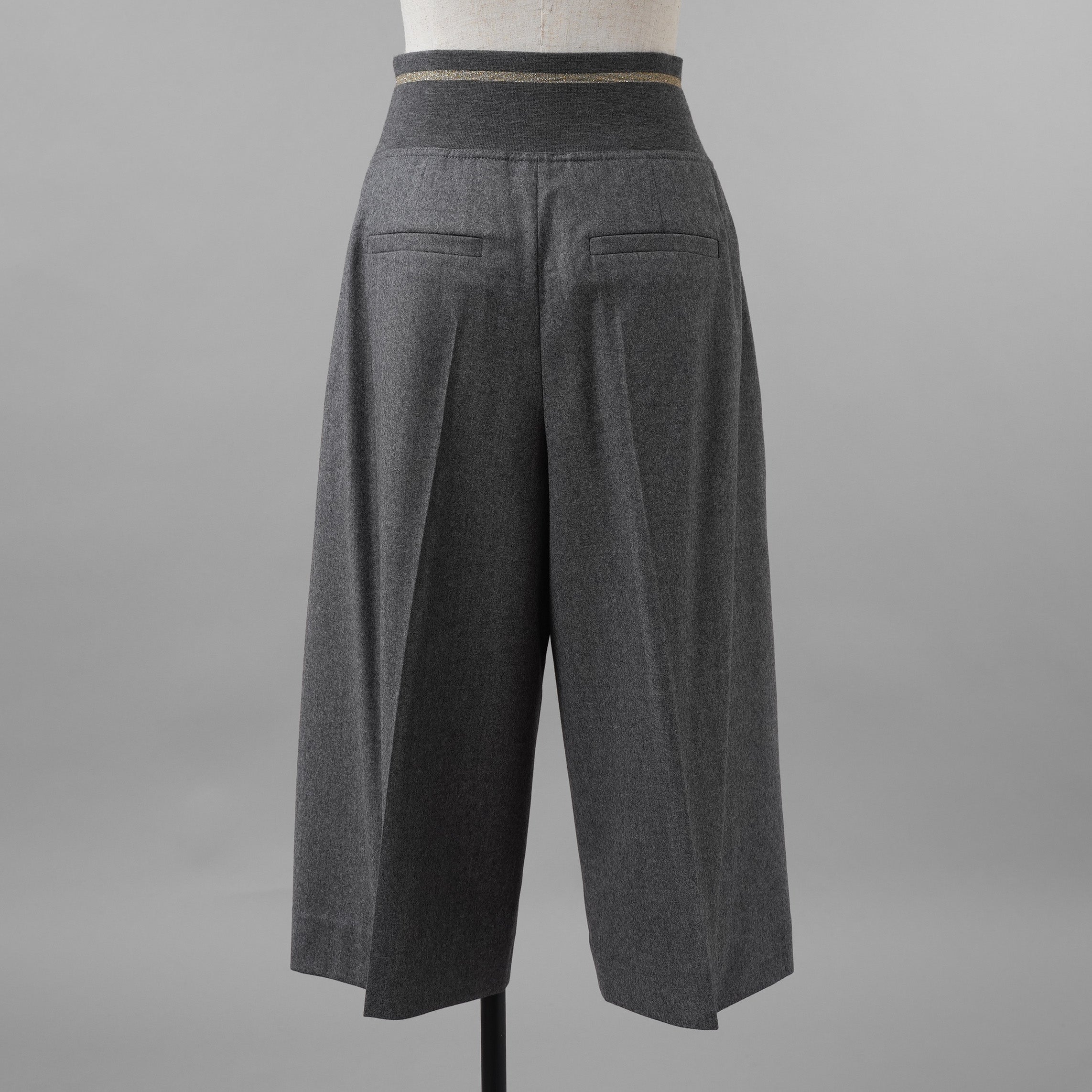 Brunello Cucinelli ブルネロ クチネリ / 美品 20AW ウール ジップアップ アウトタック ワイドレッグ クロップドパンツ / size 40 (GRAY) レディース 35008-izm