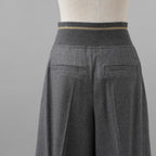 Brunello Cucinelli ブルネロ クチネリ / 美品 20AW ウール ジップアップ アウトタック ワイドレッグ クロップドパンツ / size 40 (GRAY) レディース 35008-izm