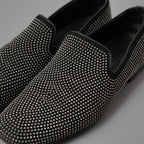 JIMMY CHOO ジミー チュウ / スタッズ付き オペラシューズ スリッポン シューズ / size 40 (25cm) BLACK 352010-ymu