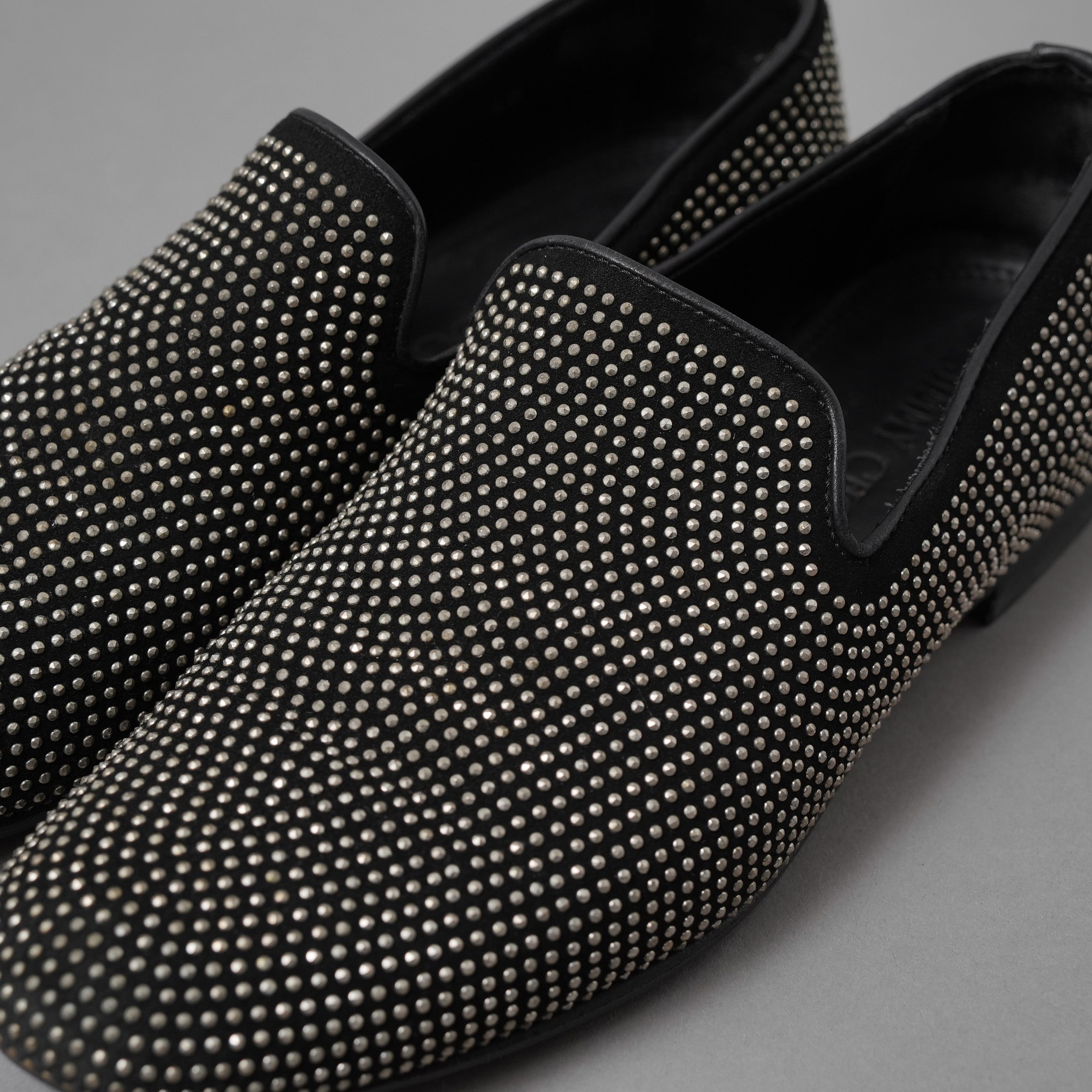 JIMMY CHOO ジミー チュウ / スタッズ付き オペラシューズ スリッポン シューズ / size 40 (25cm) BLACK 352010-ymu