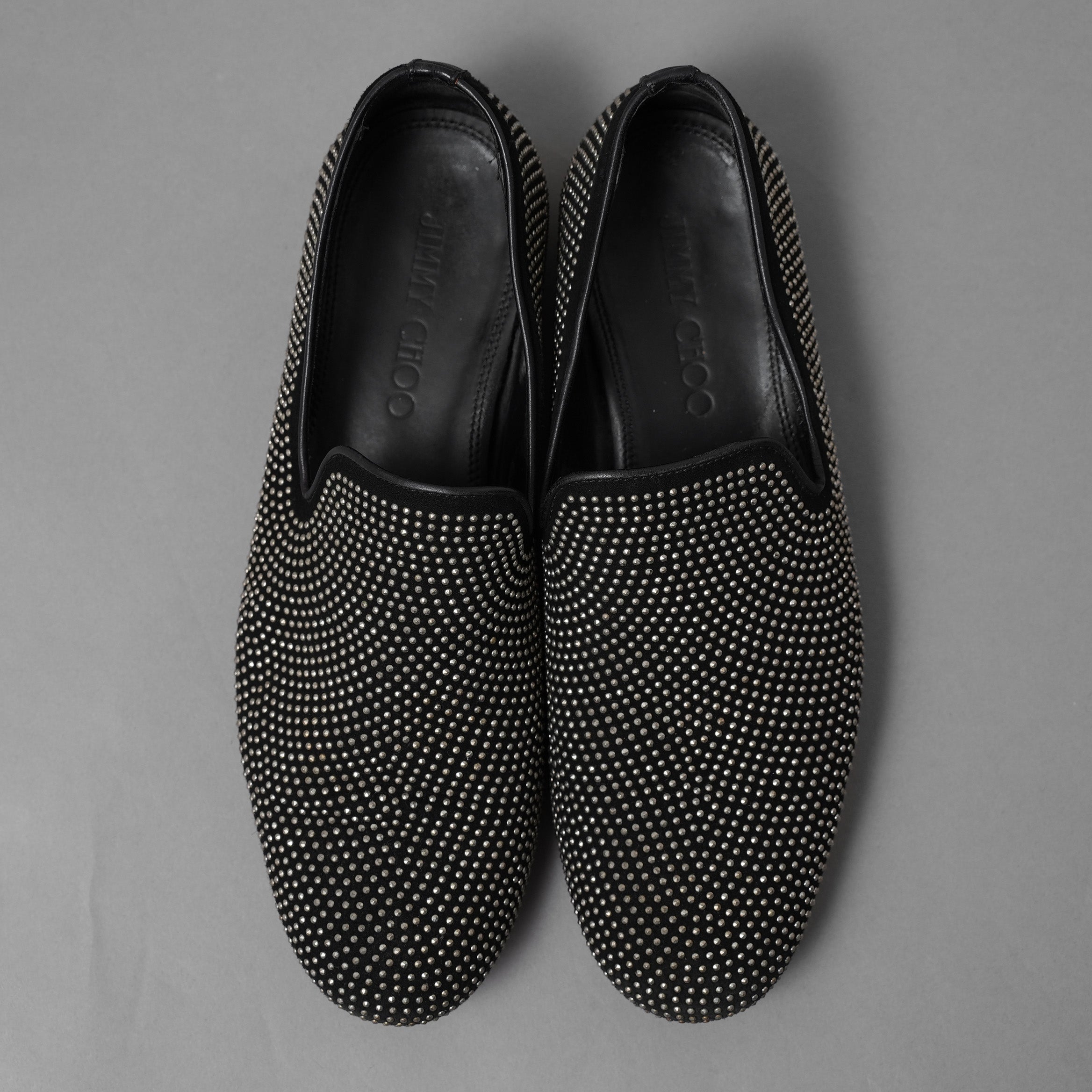 JIMMY CHOO ジミー チュウ / スタッズ付き オペラシューズ スリッポン シューズ / size 40 (25cm) BLACK 352010-ymu