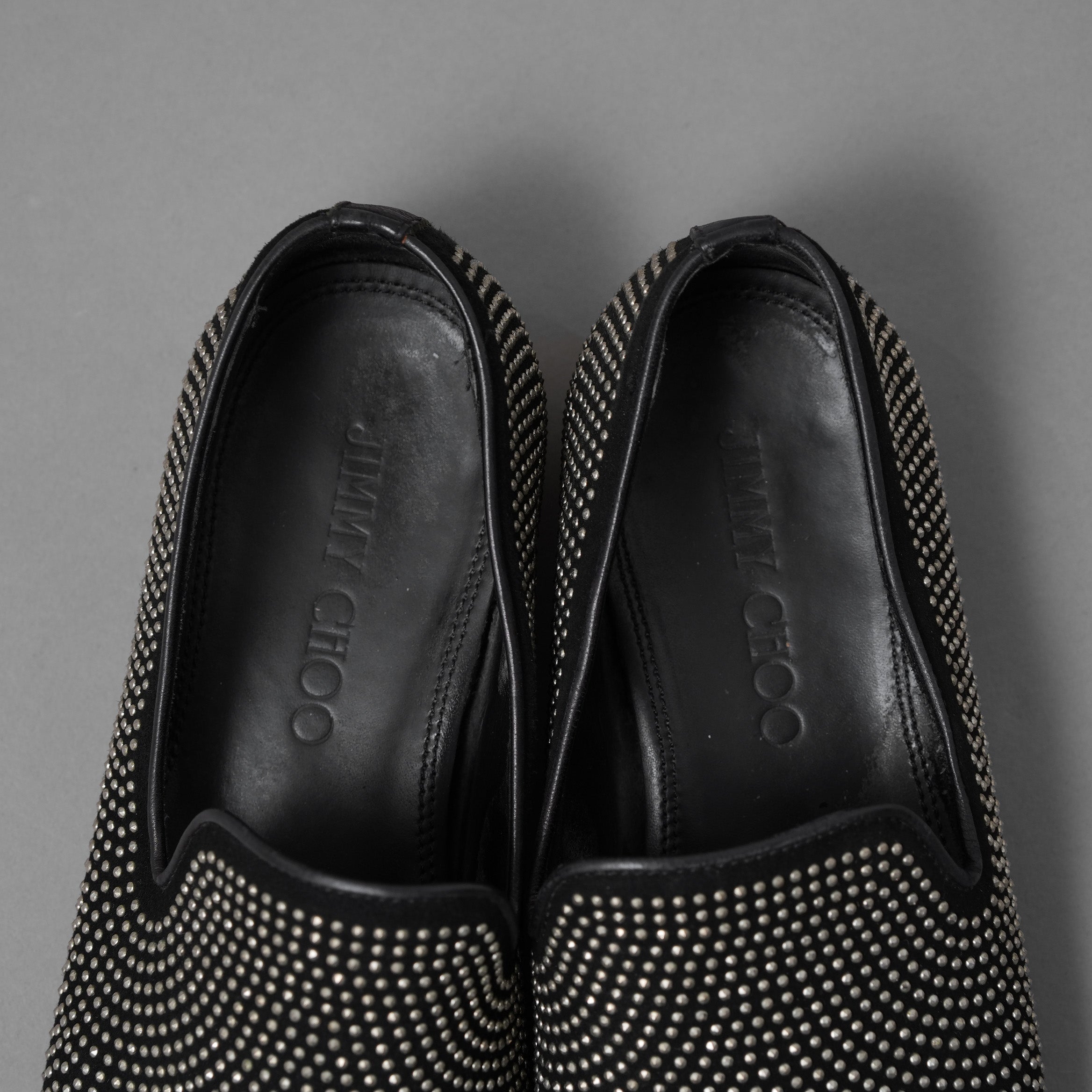 JIMMY CHOO ジミー チュウ / スタッズ付き オペラシューズ スリッポン シューズ / size 40 (25cm) BLACK 352010-ymu