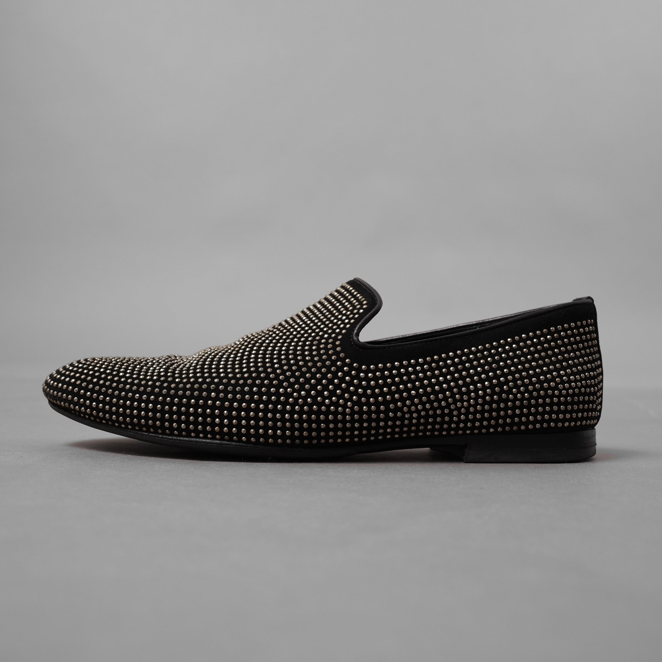 JIMMY CHOO ジミー チュウ / スタッズ付き オペラシューズ スリッポン シューズ / size 40 (25cm) BLACK 352010-ymu