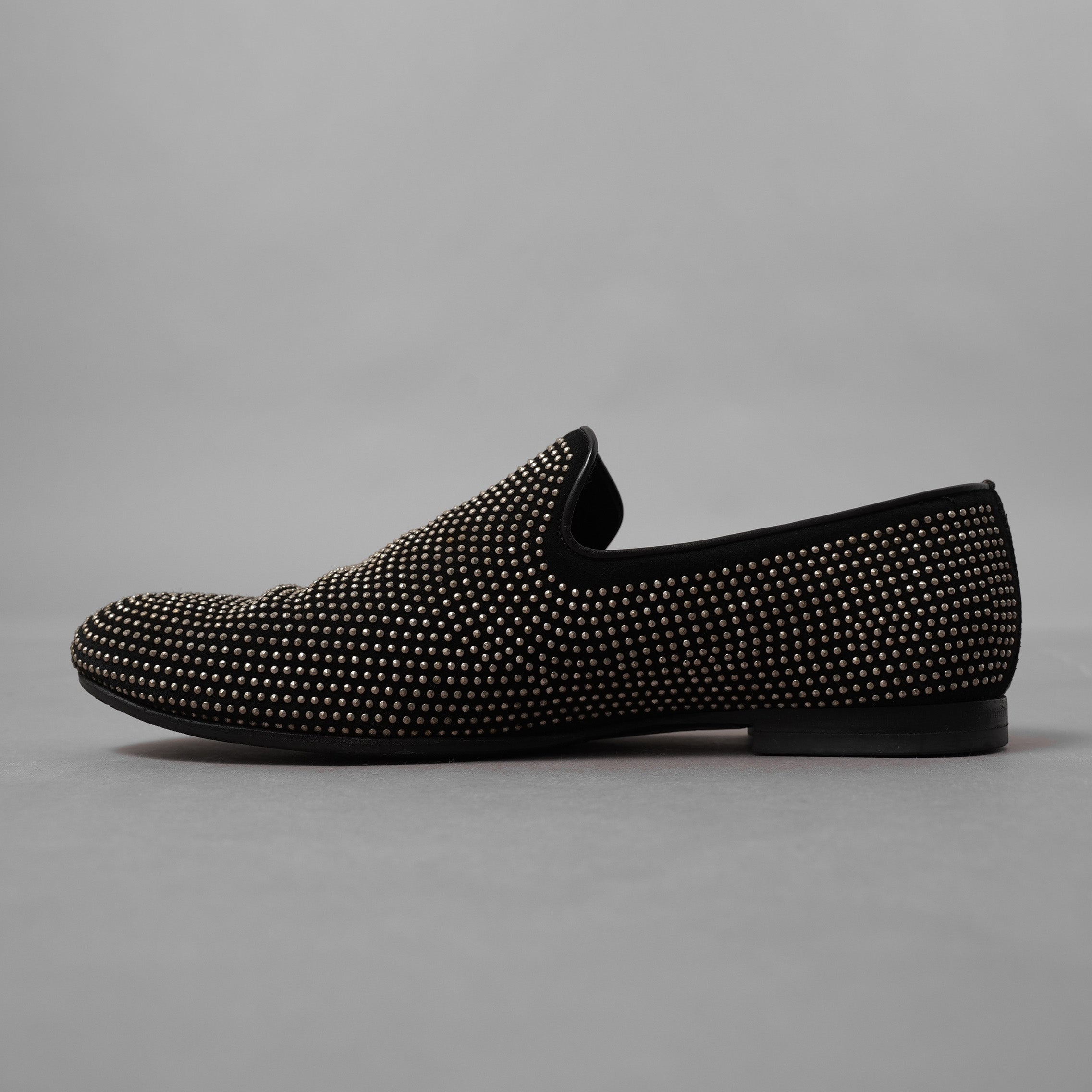 JIMMY CHOO ジミー チュウ / スタッズ付き オペラシューズ スリッポン シューズ / size 40 (25cm) BLACK 352010-ymu