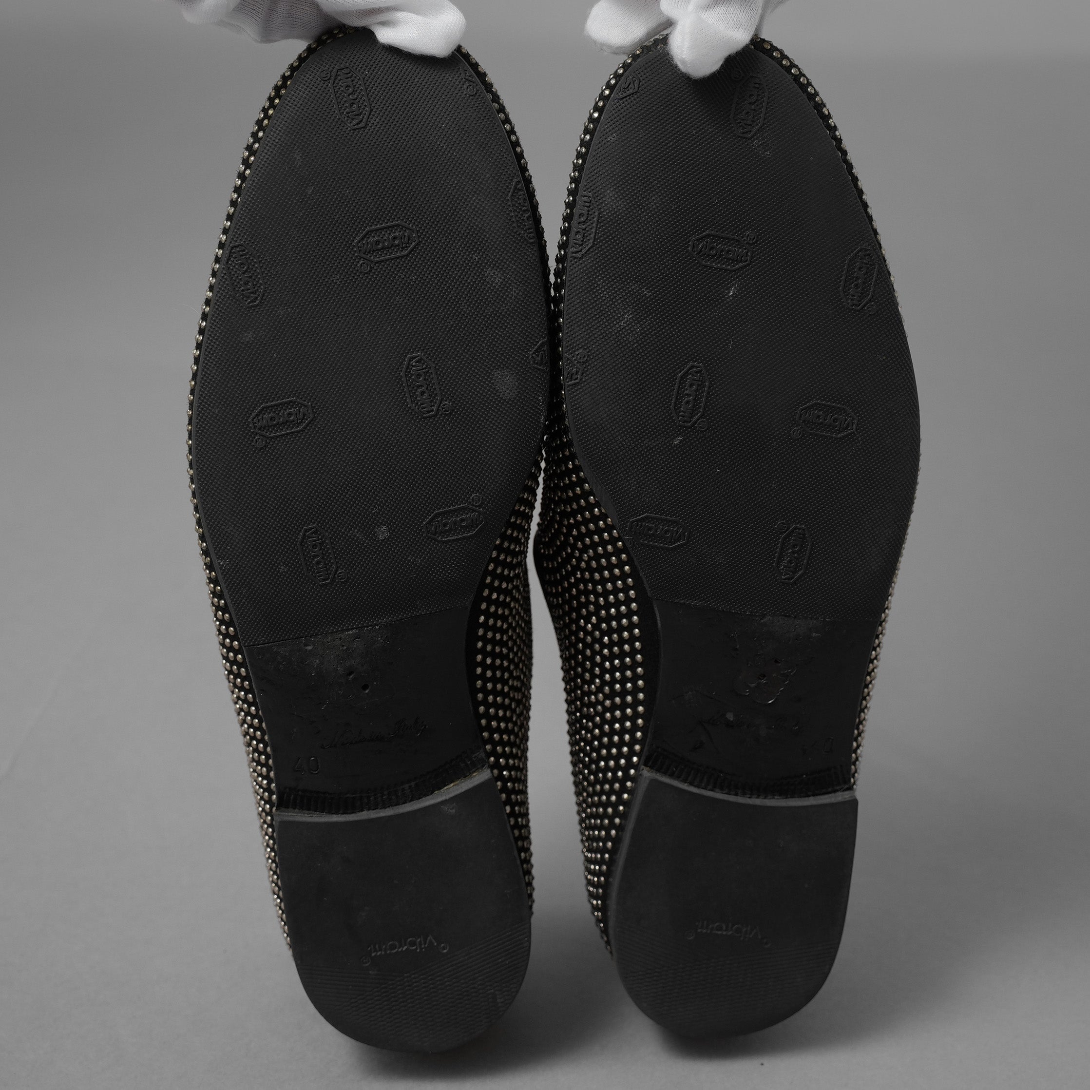 JIMMY CHOO ジミー チュウ / スタッズ付き オペラシューズ スリッポン シューズ / size 40 (25cm) BLACK 352010-ymu