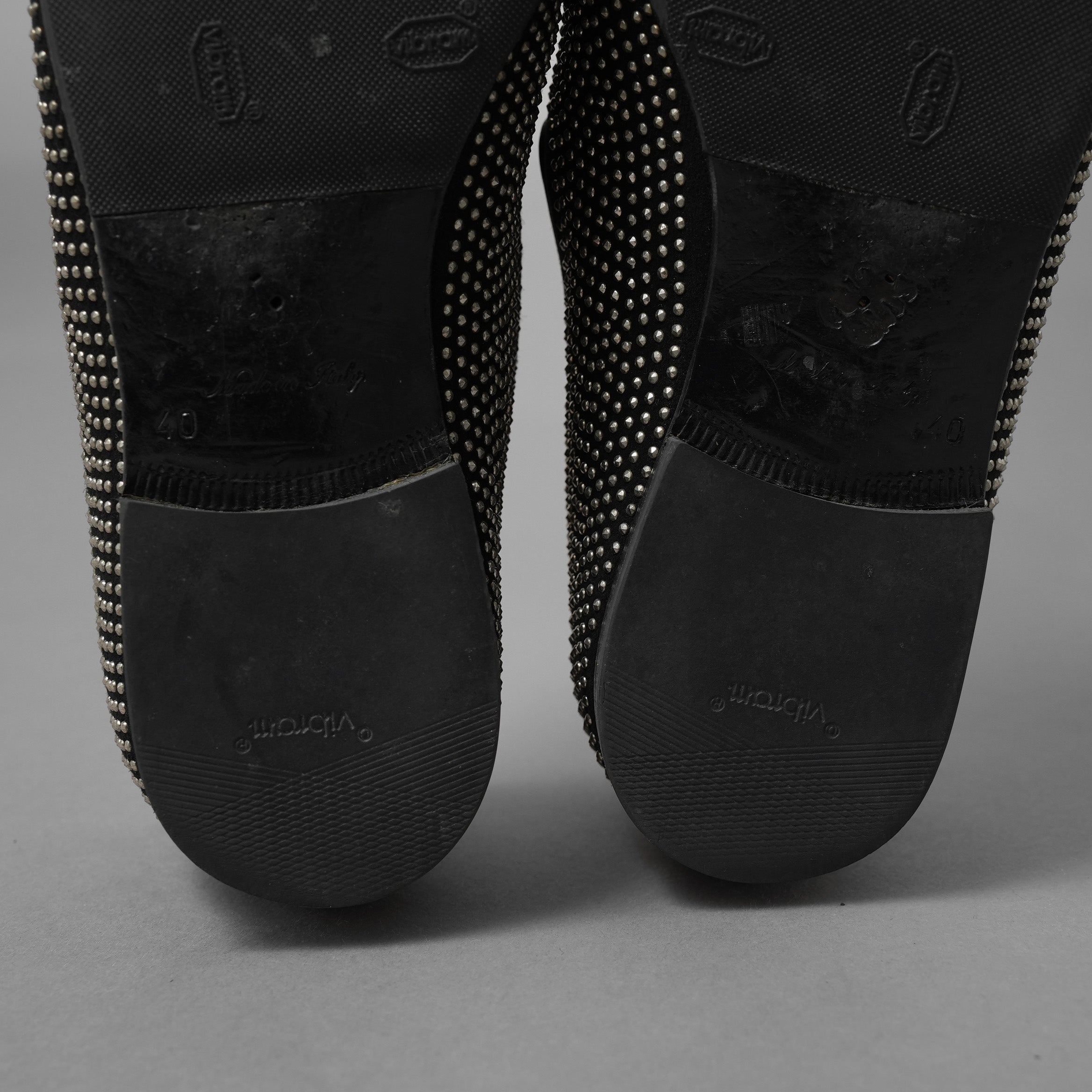 JIMMY CHOO ジミー チュウ / スタッズ付き オペラシューズ スリッポン シューズ / size 40 (25cm) BLACK 352010-ymu
