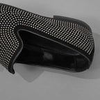 JIMMY CHOO ジミー チュウ / スタッズ付き オペラシューズ スリッポン シューズ / size 40 (25cm) BLACK 352010-ymu