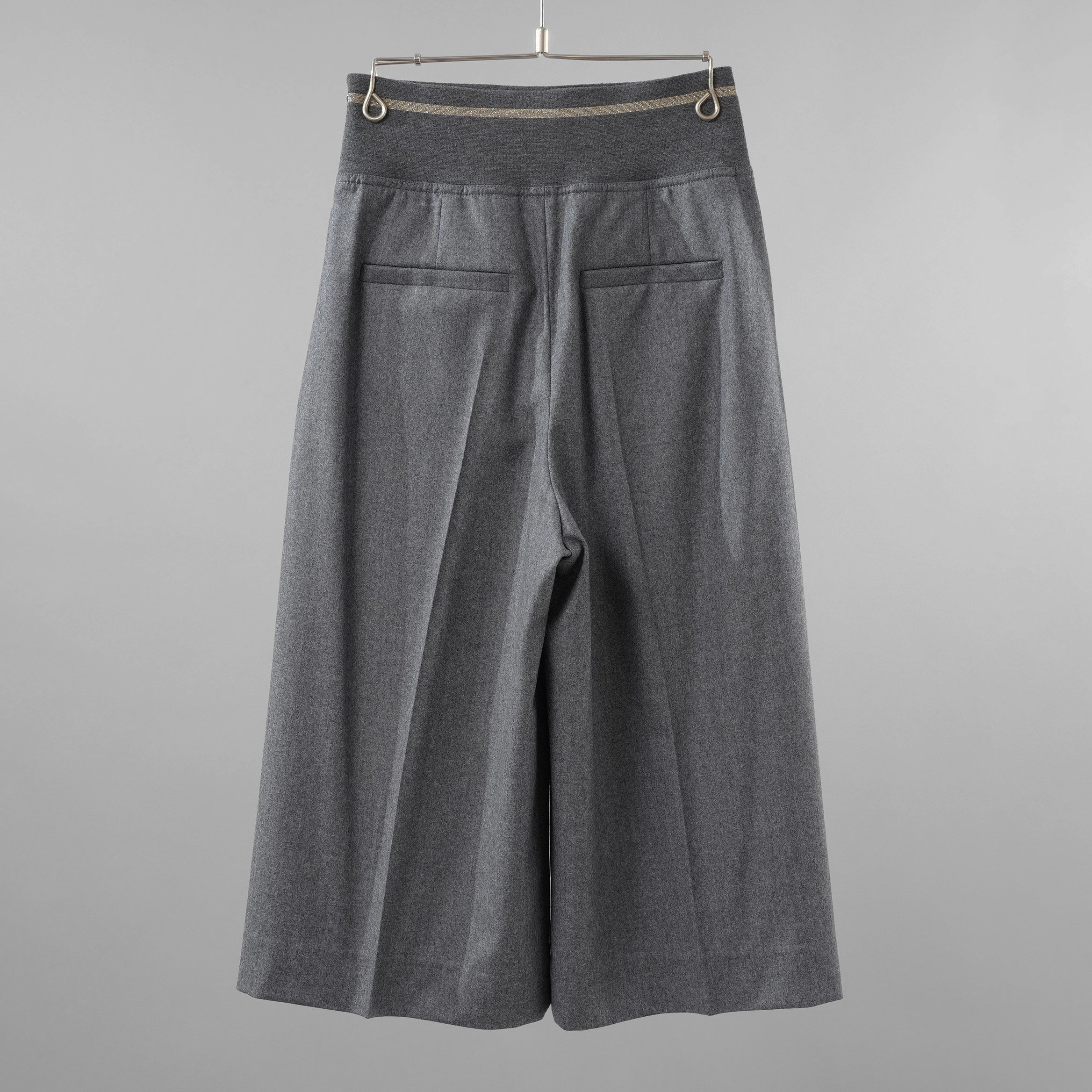 Brunello Cucinelli ブルネロ クチネリ / 美品 20AW ウール ジップアップ アウトタック ワイドレッグ クロップドパンツ / size 40 (GRAY) レディース 35008-izm