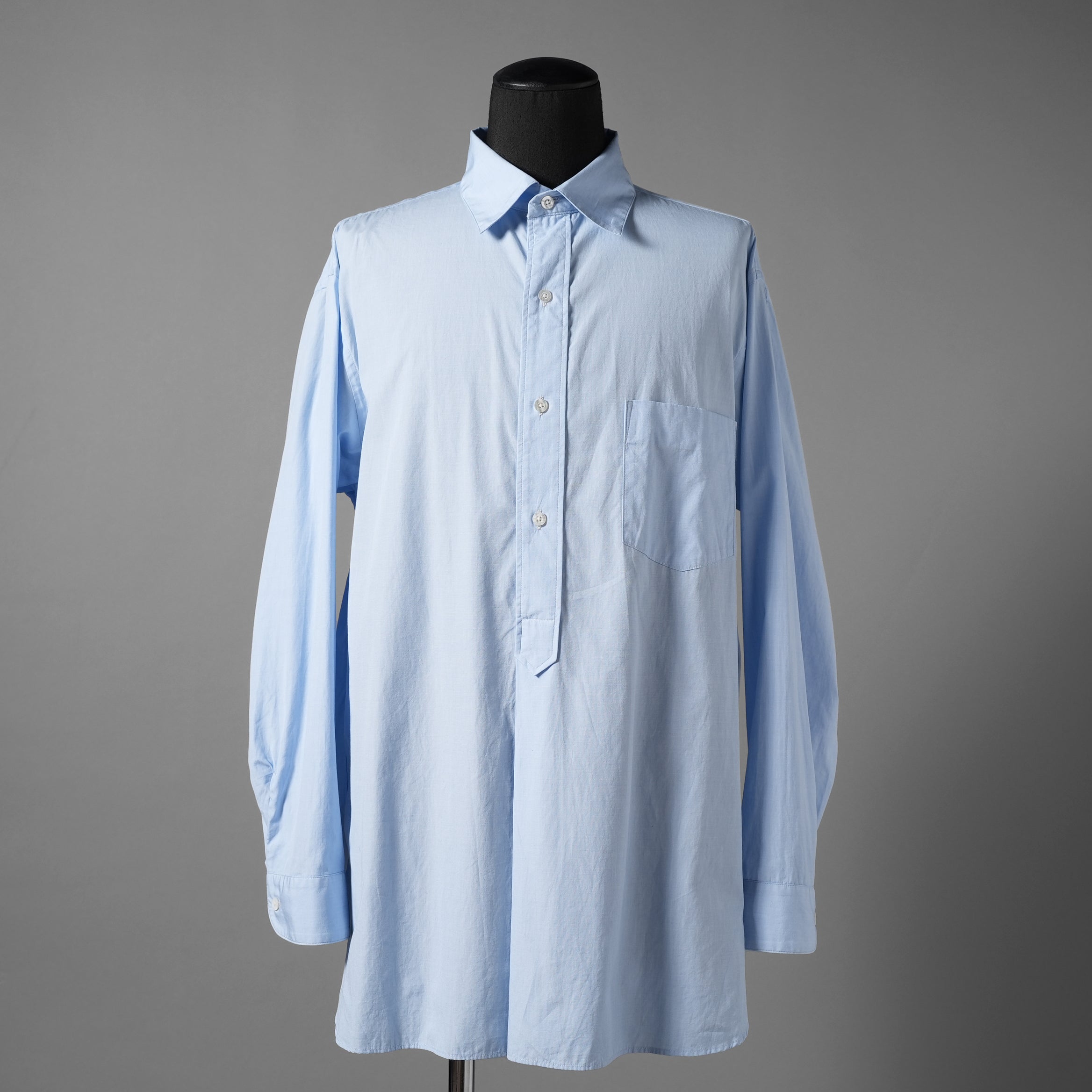 blurhmsROOTSTOCK ブラームス ルーツストック / ハードツイスト シャンブレー グランパシャツ / size 3 (SAXE BLUE)