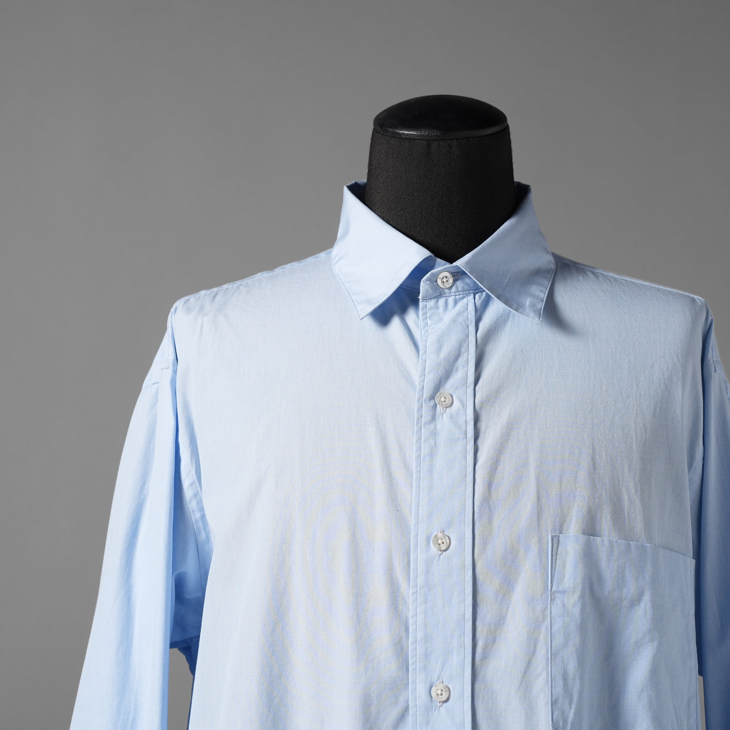 blurhmsROOTSTOCK ブラームス ルーツストック / ハードツイスト シャンブレー グランパシャツ / size 3 (SAXE BLUE)