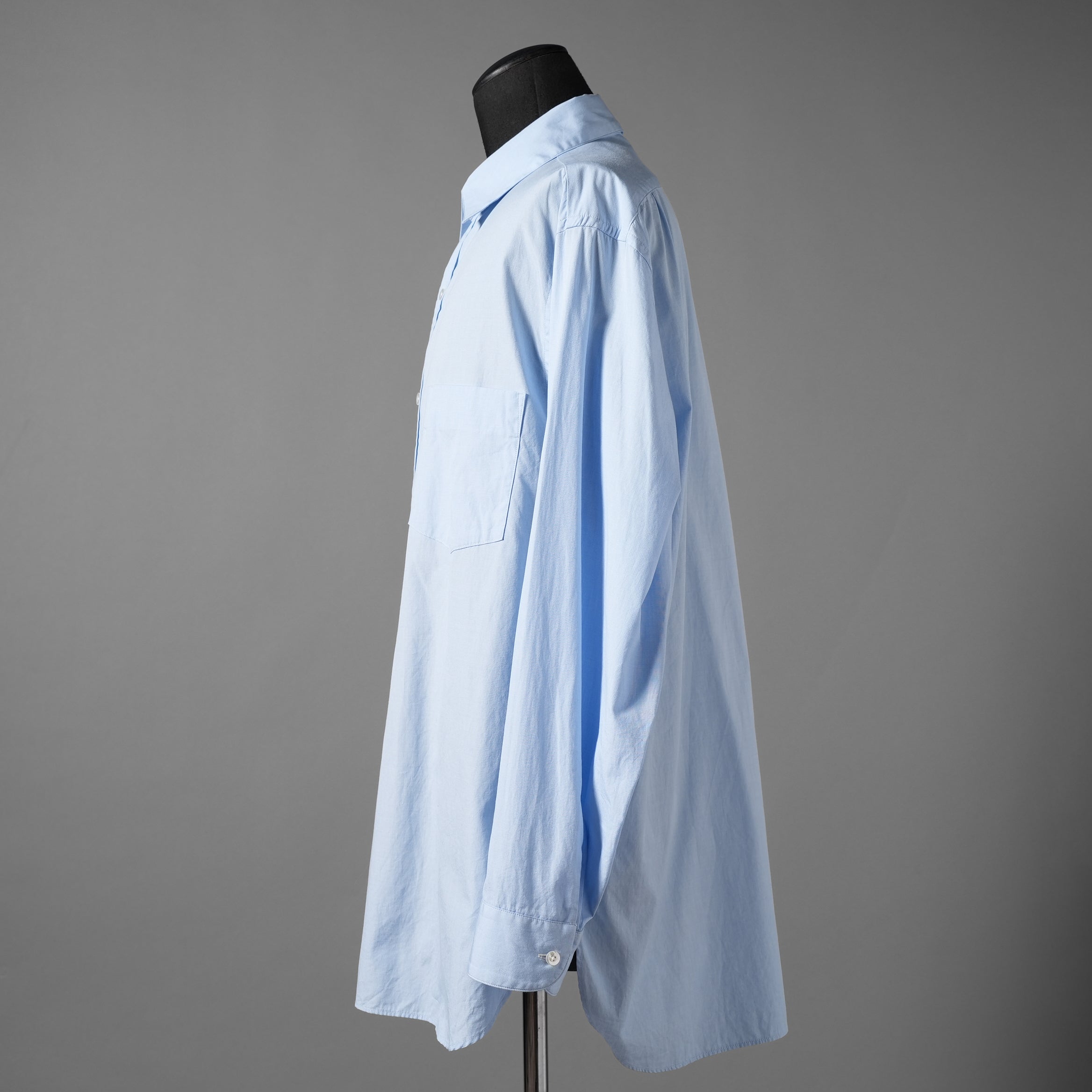 blurhmsROOTSTOCK ブラームス ルーツストック / ハードツイスト シャンブレー グランパシャツ / size 3 (SAXE BLUE)