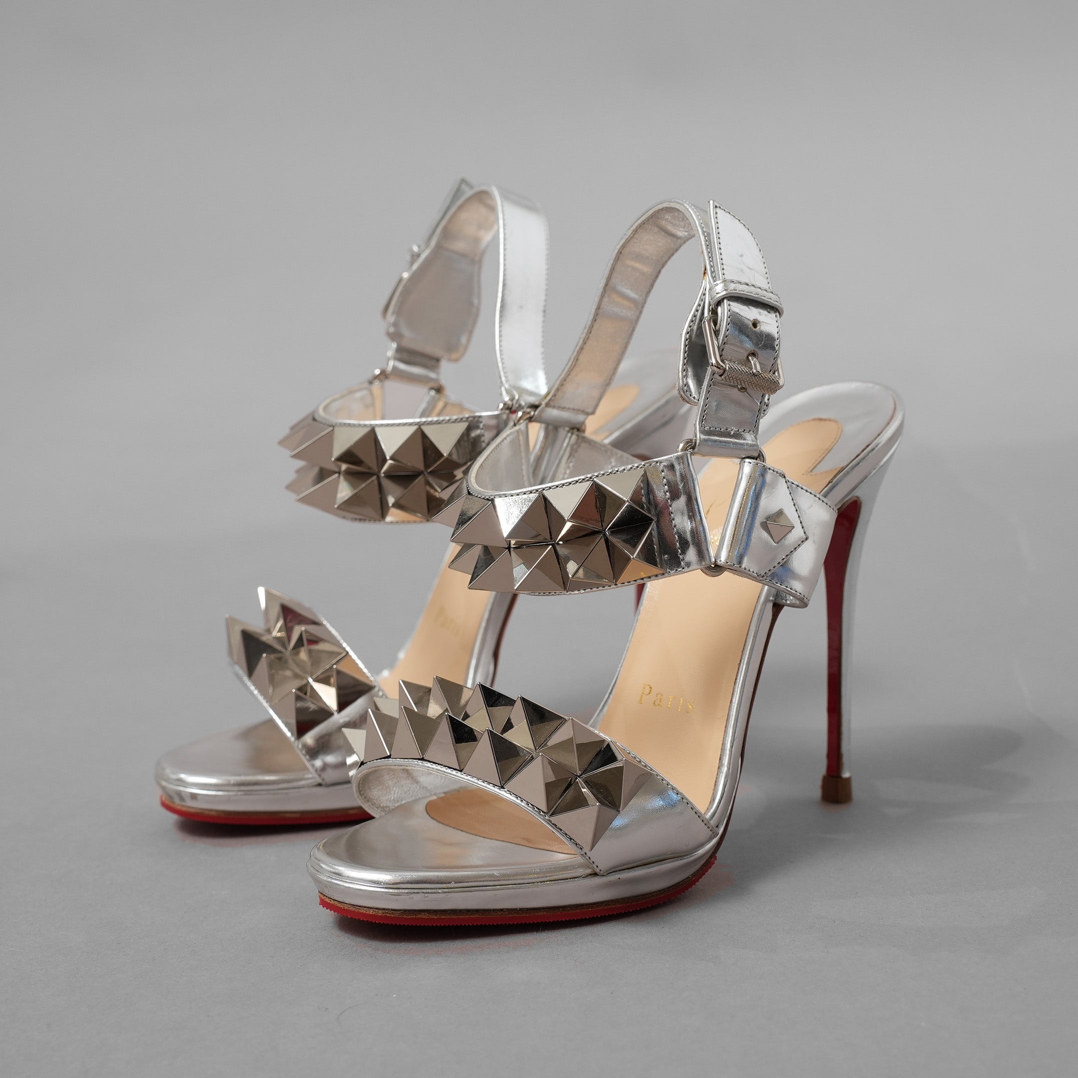 Christian Louboutin クリスチャン ルブタン / 16AW ミランダカー 着用 Miziggoo 120 Specchio Spike Sandals ミジグー 120 スペッキオ スパイク サンダル シューズ / size 35 (22cm) SILVER レディース 352014-izm