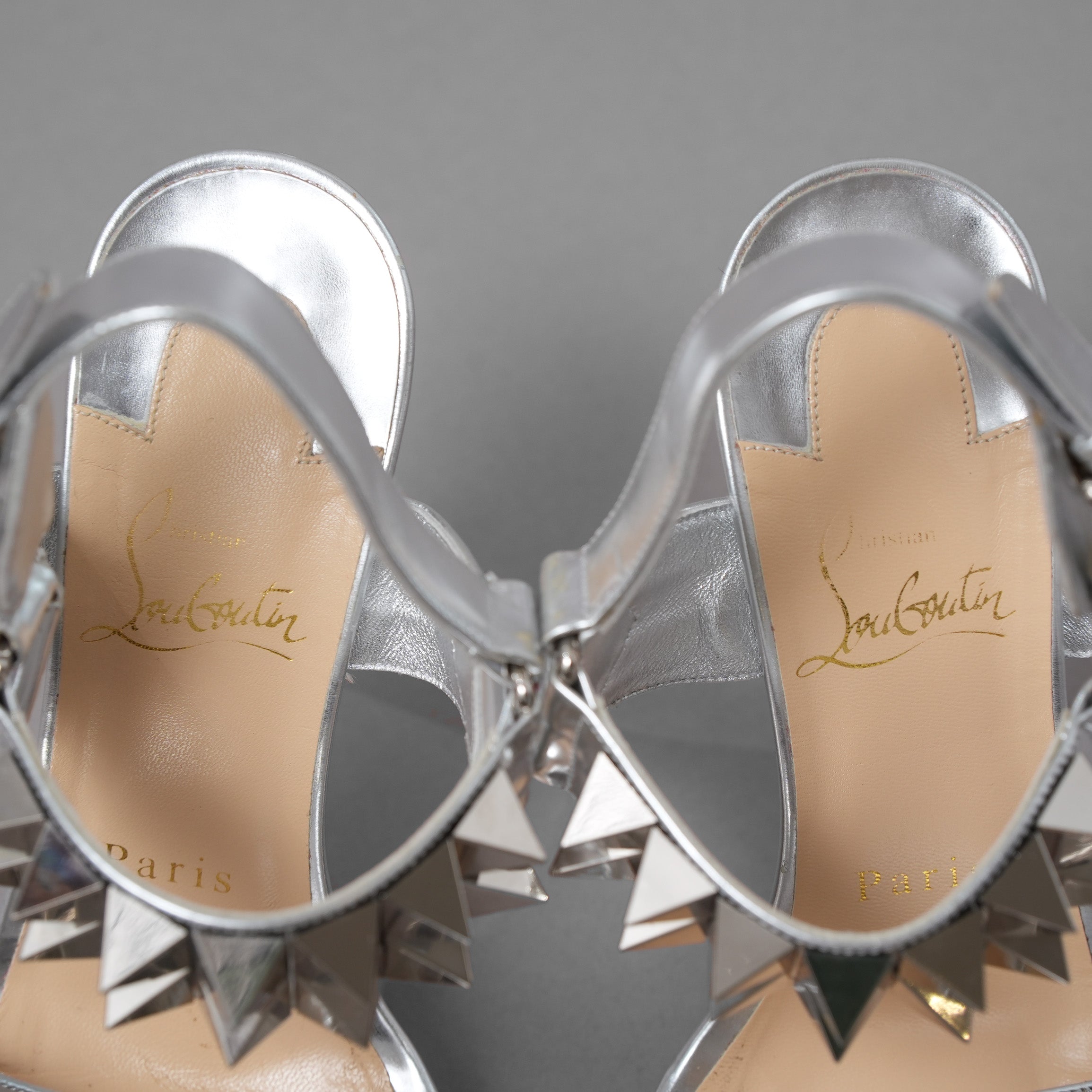 Christian Louboutin クリスチャン ルブタン / 16AW ミランダカー 着用 Miziggoo 120 Specchio Spike Sandals ミジグー 120 スペッキオ スパイク サンダル シューズ / size 35 (22cm) SILVER レディース 352014-izm