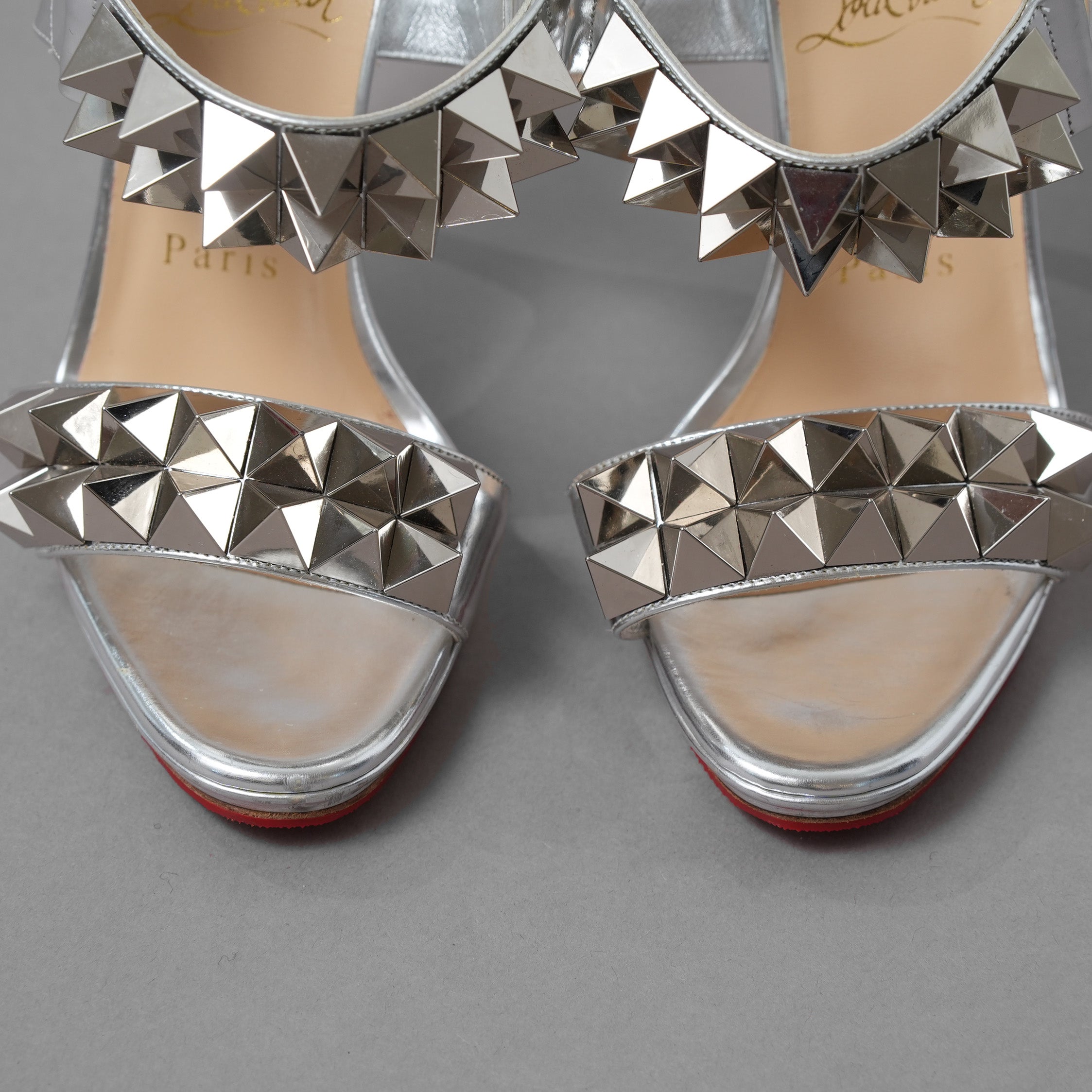 Christian Louboutin クリスチャン ルブタン / 16AW ミランダカー 着用 Miziggoo 120 Specchio Spike Sandals ミジグー 120 スペッキオ スパイク サンダル シューズ / size 35 (22cm) SILVER レディース 352014-izm