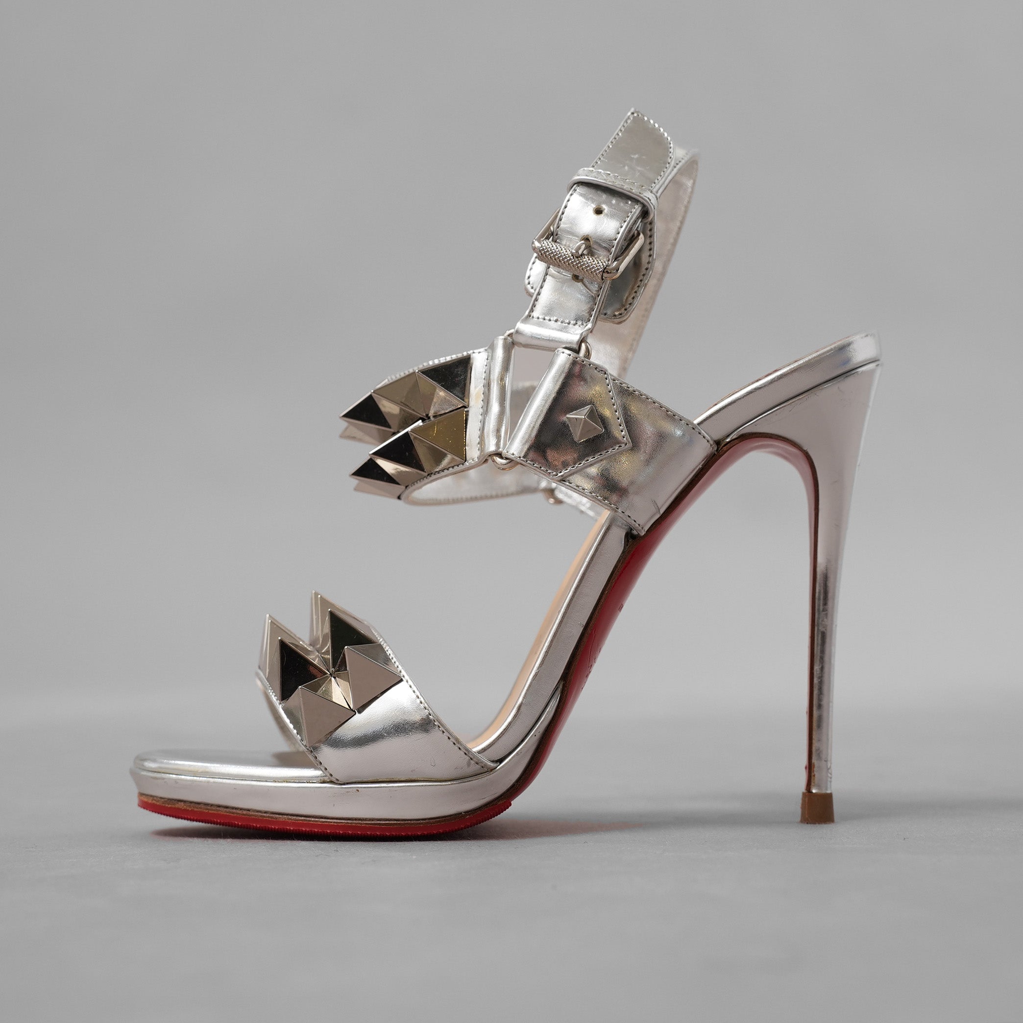 Christian Louboutin クリスチャン ルブタン / 16AW ミランダカー 着用 Miziggoo 120 Specchio Spike Sandals ミジグー 120 スペッキオ スパイク サンダル シューズ / size 35 (22cm) SILVER レディース 352014-izm