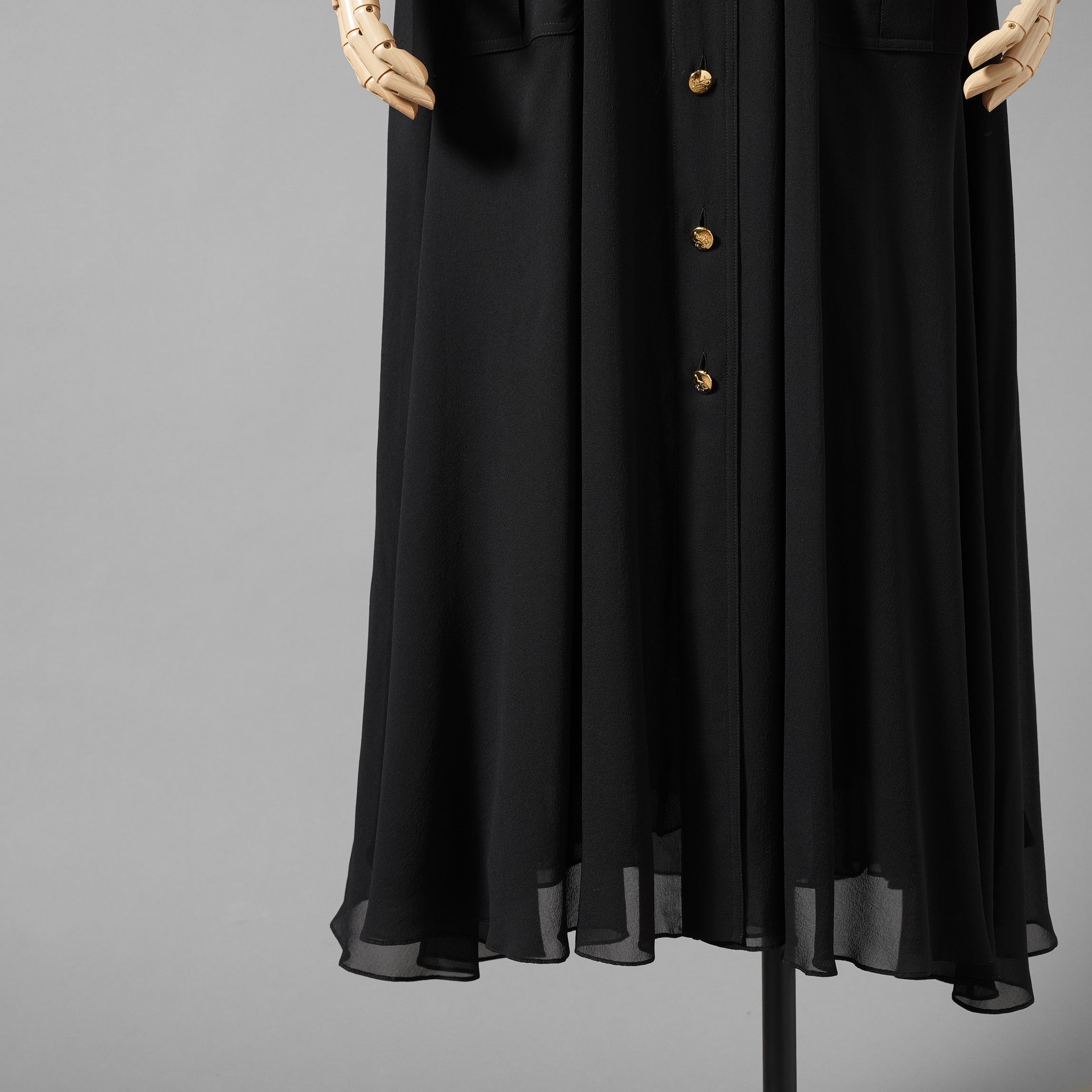 新品 CELINE セリーヌ / 23SS サファリドレス シルクジョーゼット / ロングワンピース / 2R24C856C / size 38 (BLACK) レディース