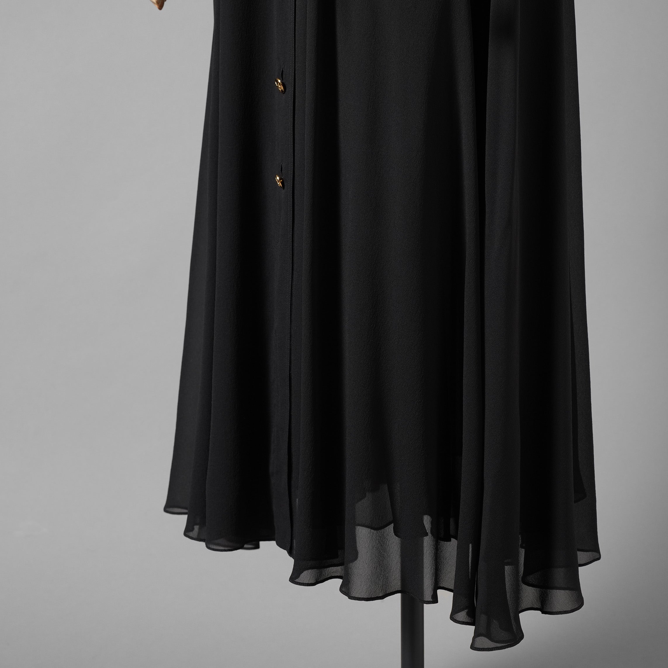 新品 CELINE セリーヌ / 23SS サファリドレス シルクジョーゼット / ロングワンピース / 2R24C856C / size 38 (BLACK) レディース