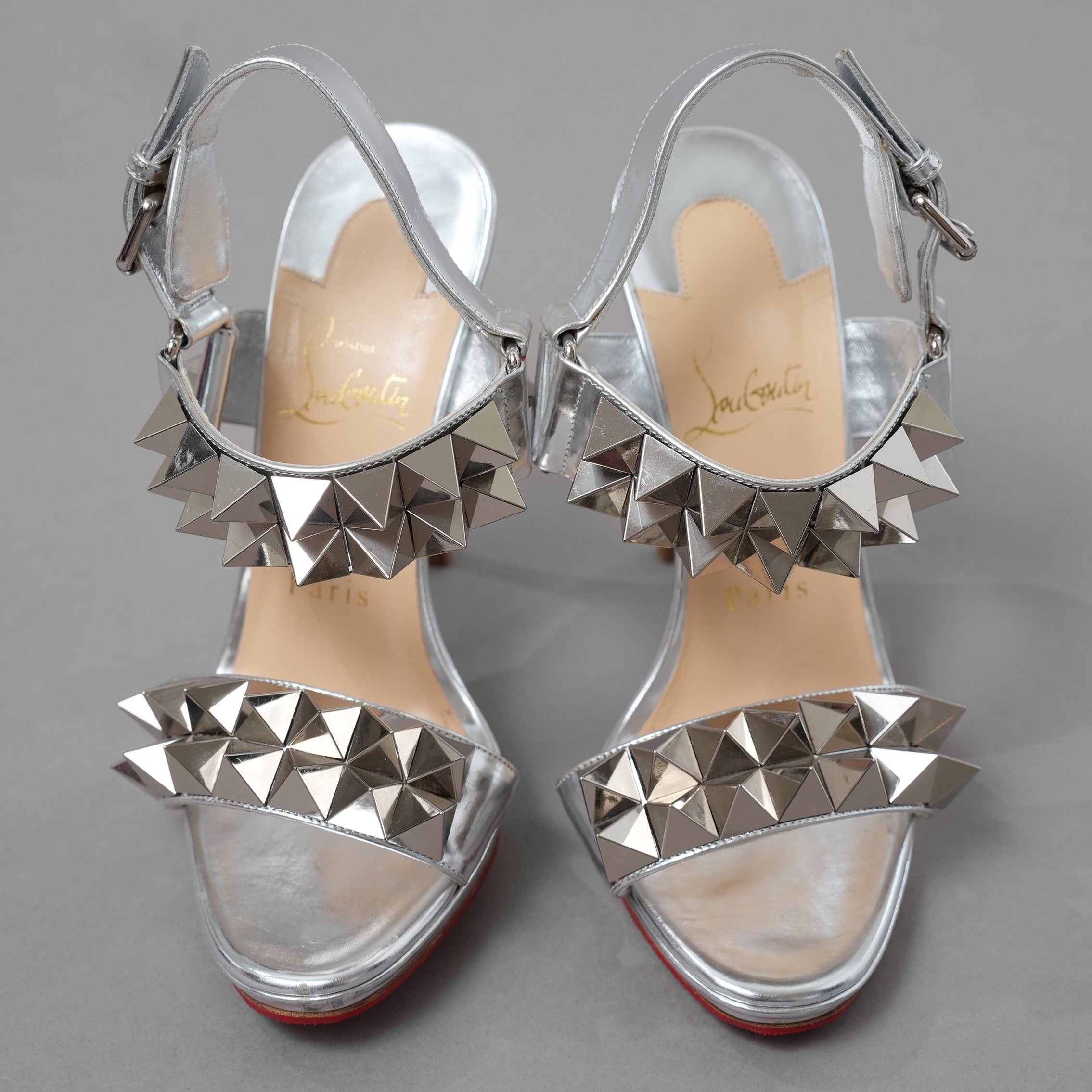 Christian Louboutin クリスチャン ルブタン / 16AW ミランダカー 着用 Miziggoo 120 Specchio Spike Sandals ミジグー 120 スペッキオ スパイク サンダル シューズ / size 35 (22cm) SILVER レディース 352014-izm