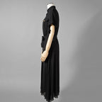 新品 CELINE セリーヌ / 23SS サファリドレス シルクジョーゼット / ロングワンピース / 2R24C856C / size 38 (BLACK) レディース