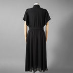 新品 CELINE セリーヌ / 23SS サファリドレス シルクジョーゼット / ロングワンピース / 2R24C856C / size 38 (BLACK) レディース