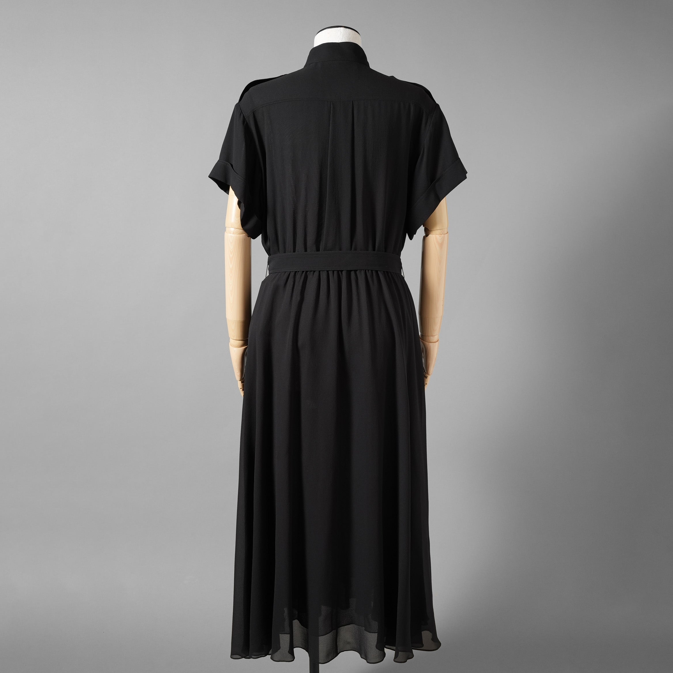 新品 CELINE セリーヌ / 23SS サファリドレス シルクジョーゼット / ロングワンピース / 2R24C856C / size 38 (BLACK) レディース