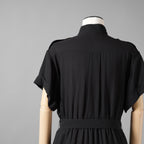 新品 CELINE セリーヌ / 23SS サファリドレス シルクジョーゼット / ロングワンピース / 2R24C856C / size 38 (BLACK) レディース