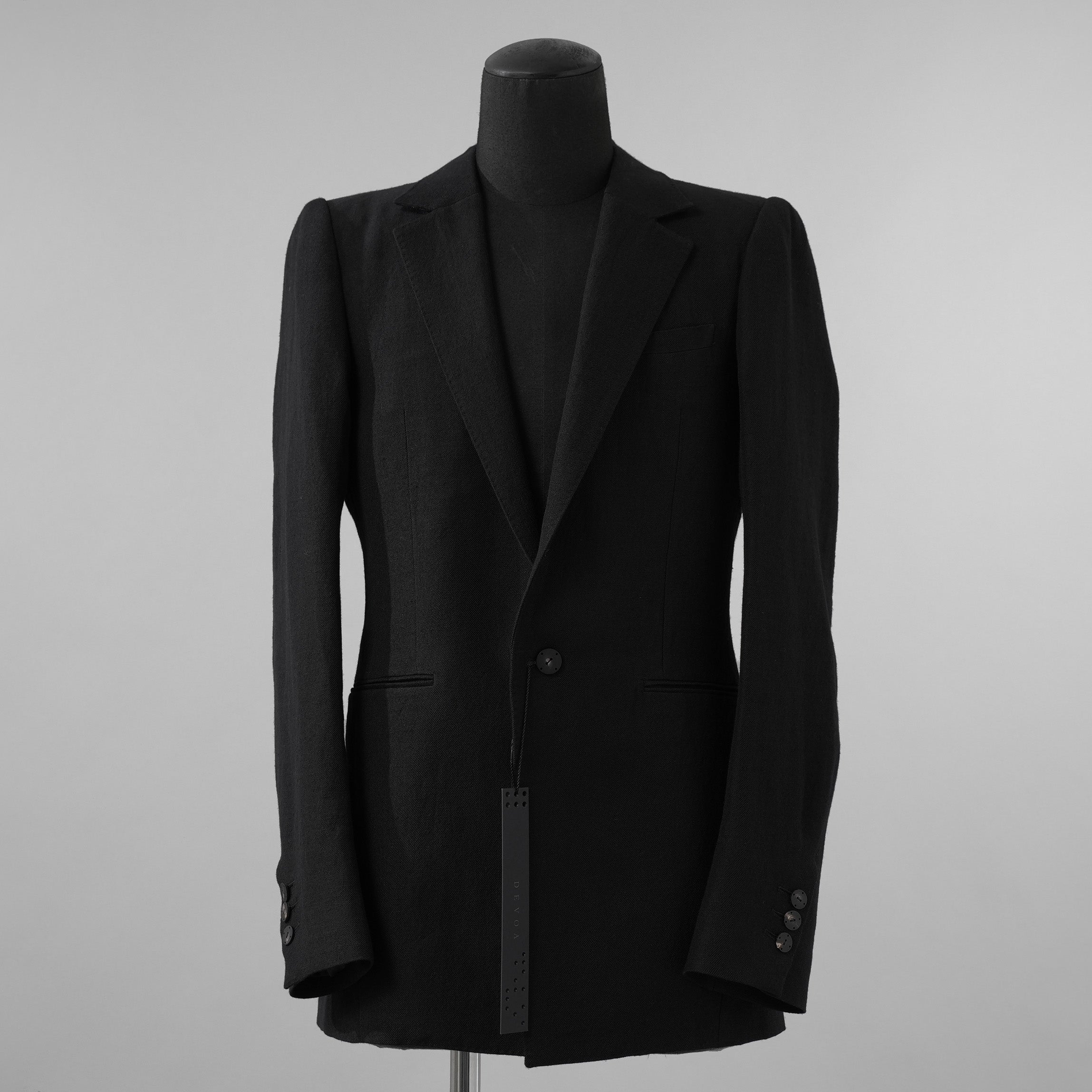 新品 DEVOA デヴォア / 24SS Jacket Wool Linen. テーラード ジャケット / JKF-WLNW / size 1 (BLACK)  123005-alm