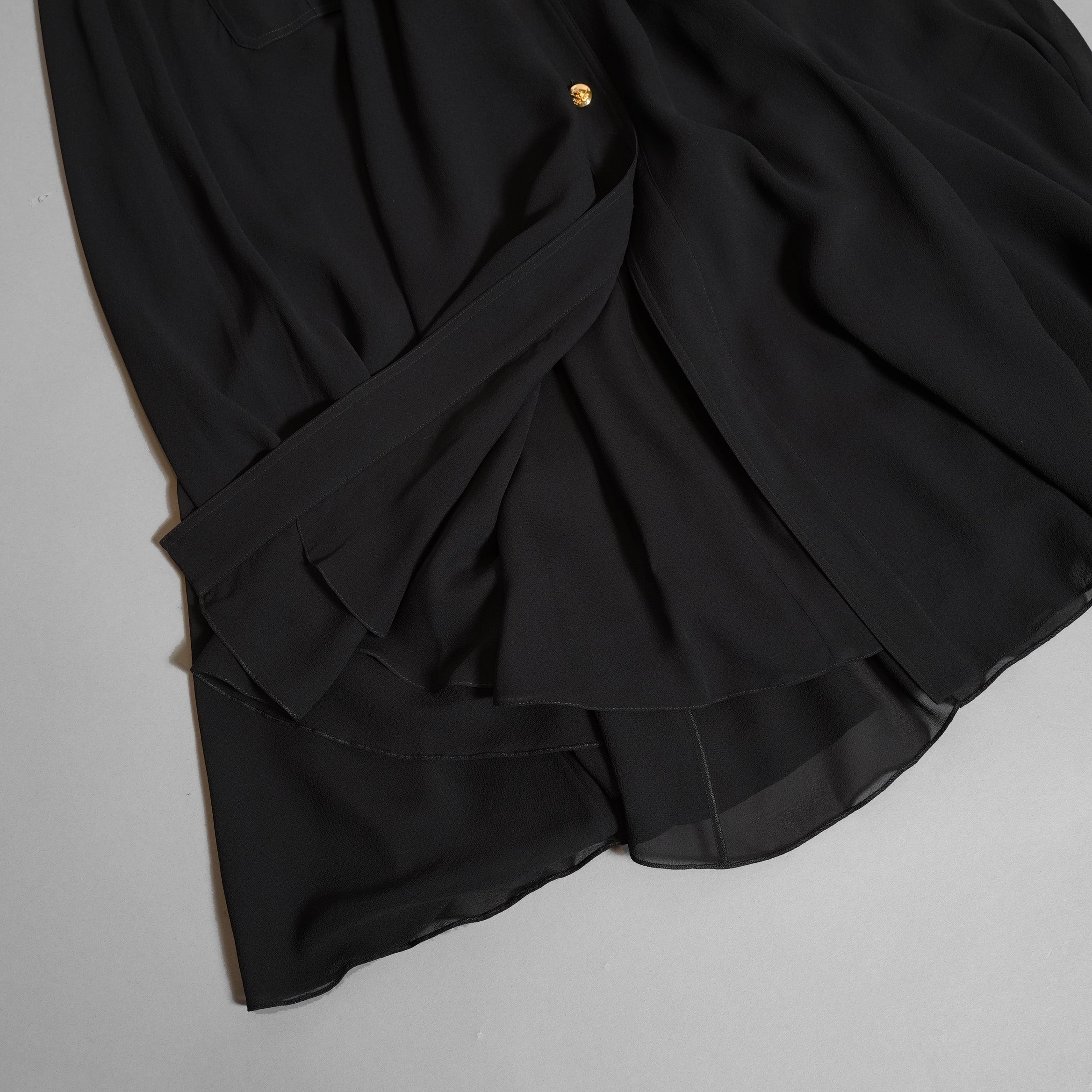 新品 CELINE セリーヌ / 23SS サファリドレス シルクジョーゼット / ロングワンピース / 2R24C856C / size 38 (BLACK) レディース
