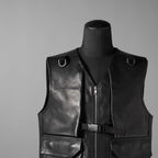 RICK OWENS リックオウエンス / 24AW 美品 Porterville Utility Leather Vest カーフレザー ベスト/ RR02D6911 LOO / size 46 (BLACK)