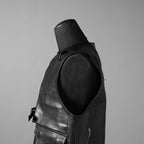 RICK OWENS リックオウエンス / 24AW 美品 Porterville Utility Leather Vest カーフレザー ベスト/ RR02D6911 LOO / size 46 (BLACK)