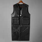 RICK OWENS リックオウエンス / 24AW 美品 Porterville Utility Leather Vest カーフレザー ベスト/ RR02D6911 LOO / size 46 (BLACK)