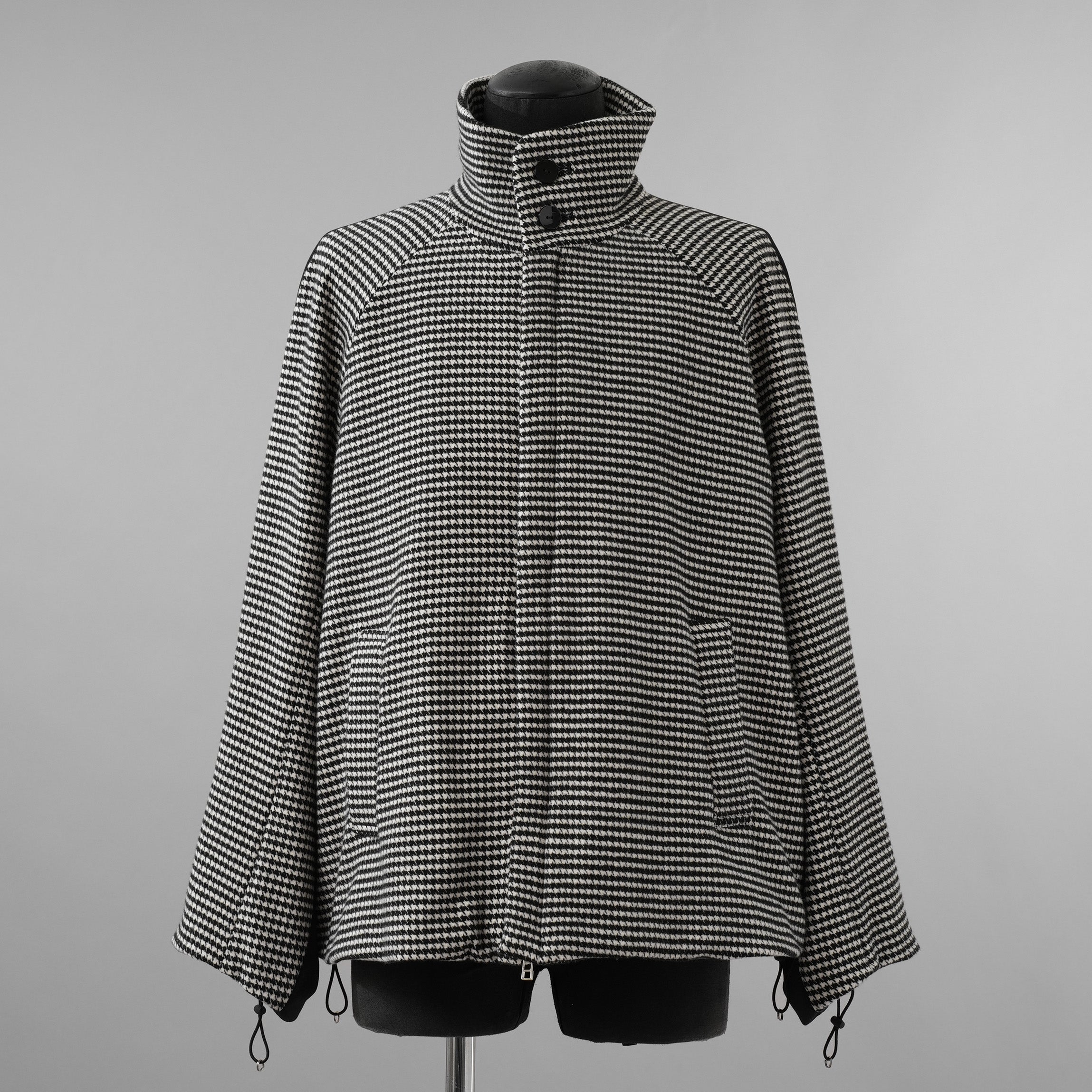 bajra バジュラ / 美品 23AW ハウンドトゥース 千鳥格子 ハイネック・ショートコート ブルゾン / 153uj02 / size 3 (BLACK) 352021-in-ue