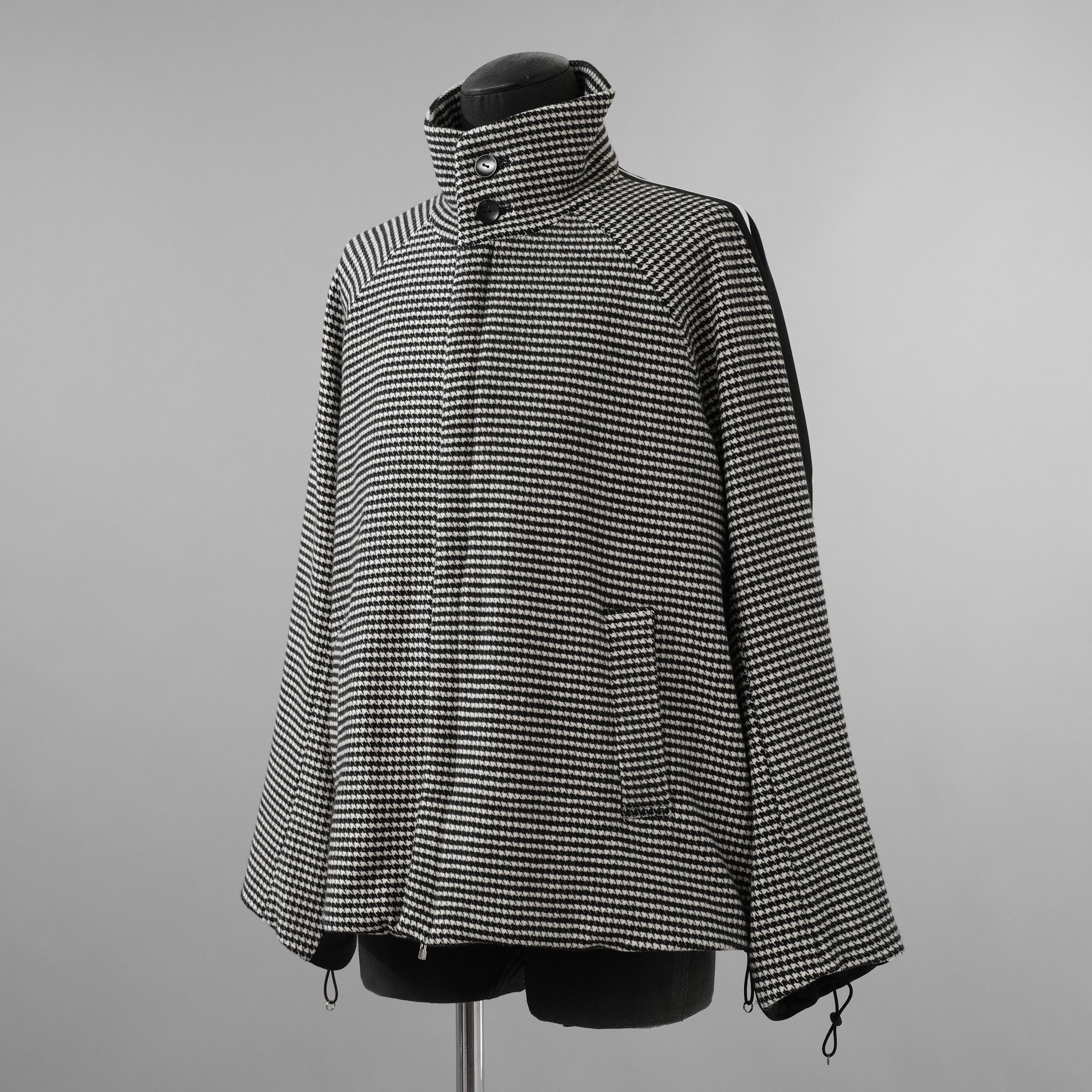bajra バジュラ / 美品 23AW ハウンドトゥース 千鳥格子 ハイネック・ショートコート ブルゾン / 153uj02 / size 3 (BLACK) 352021-in-ue