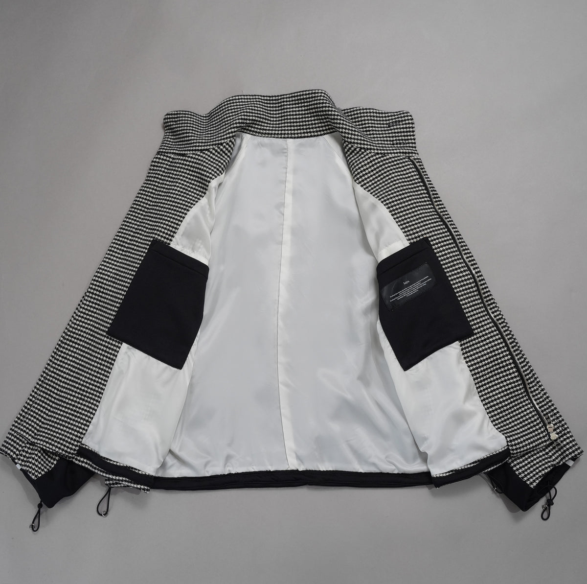 bajra バジュラ / 美品 23AW ハウンドトゥース 千鳥格子 ハイネック・ショートコート ブルゾン / 153uj02 / size 3 (BLACK) 352021-in-ue