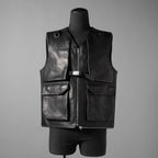 RICK OWENS リックオウエンス / 24AW 美品 Porterville Utility Leather Vest カーフレザー ベスト/ RR02D6911 LOO / size 46 (BLACK)
