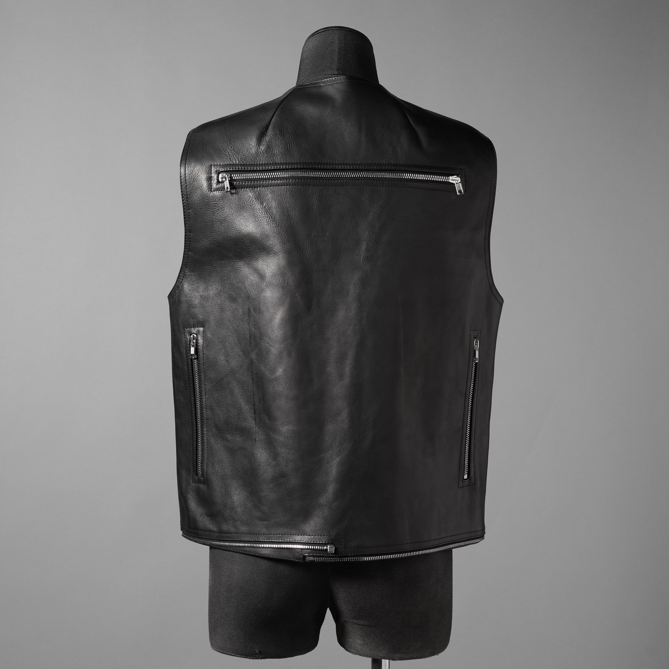 RICK OWENS リックオウエンス / 24AW 美品 Porterville Utility Leather Vest カーフレザー ベスト/ RR02D6911 LOO / size 46 (BLACK)
