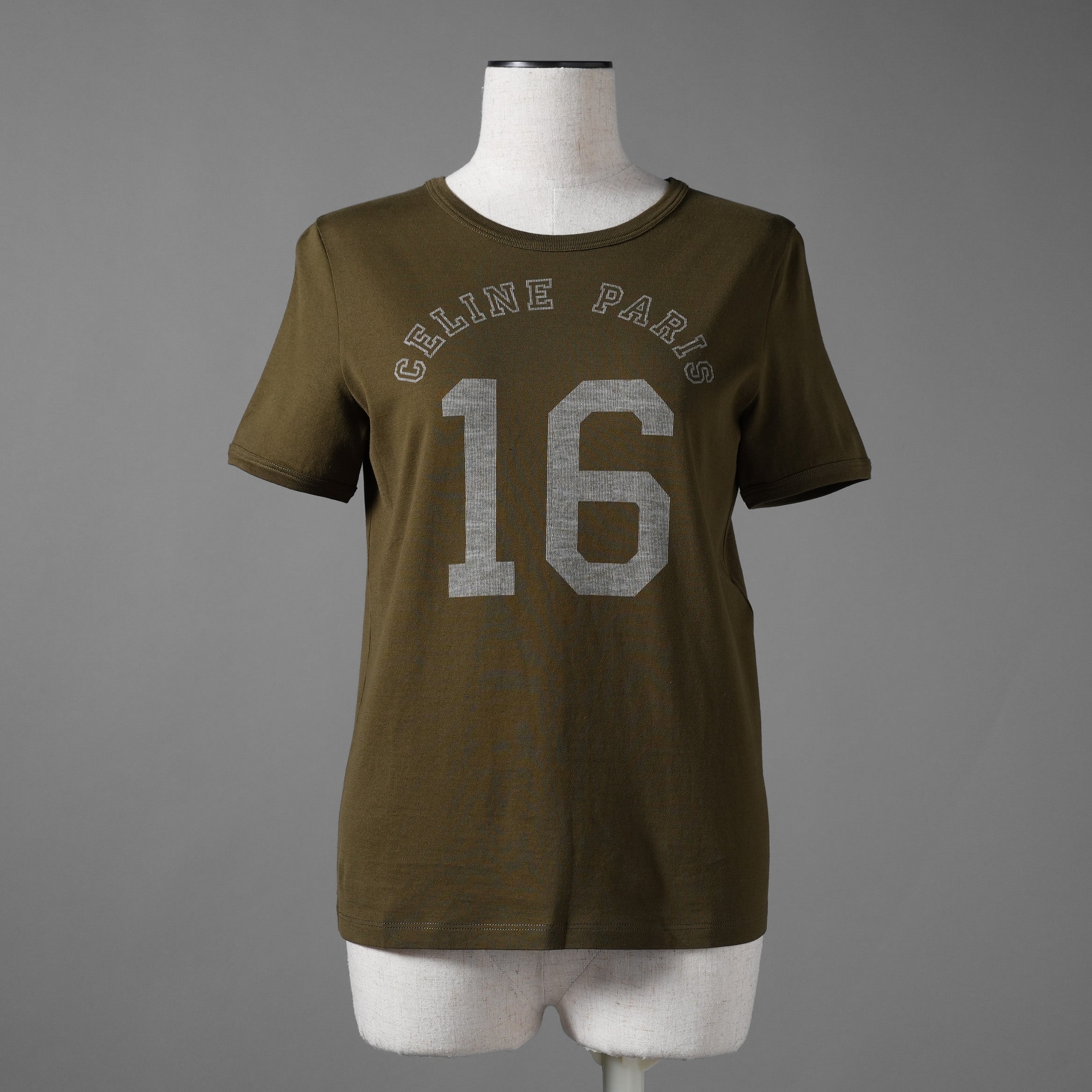 CELINE セリーヌ / 美品 21SS エディ期 16 セーズ ロゴ プリント 半袖Tシャツ / 2X813501F-02DO / size S (DARK KHAKI) レディース