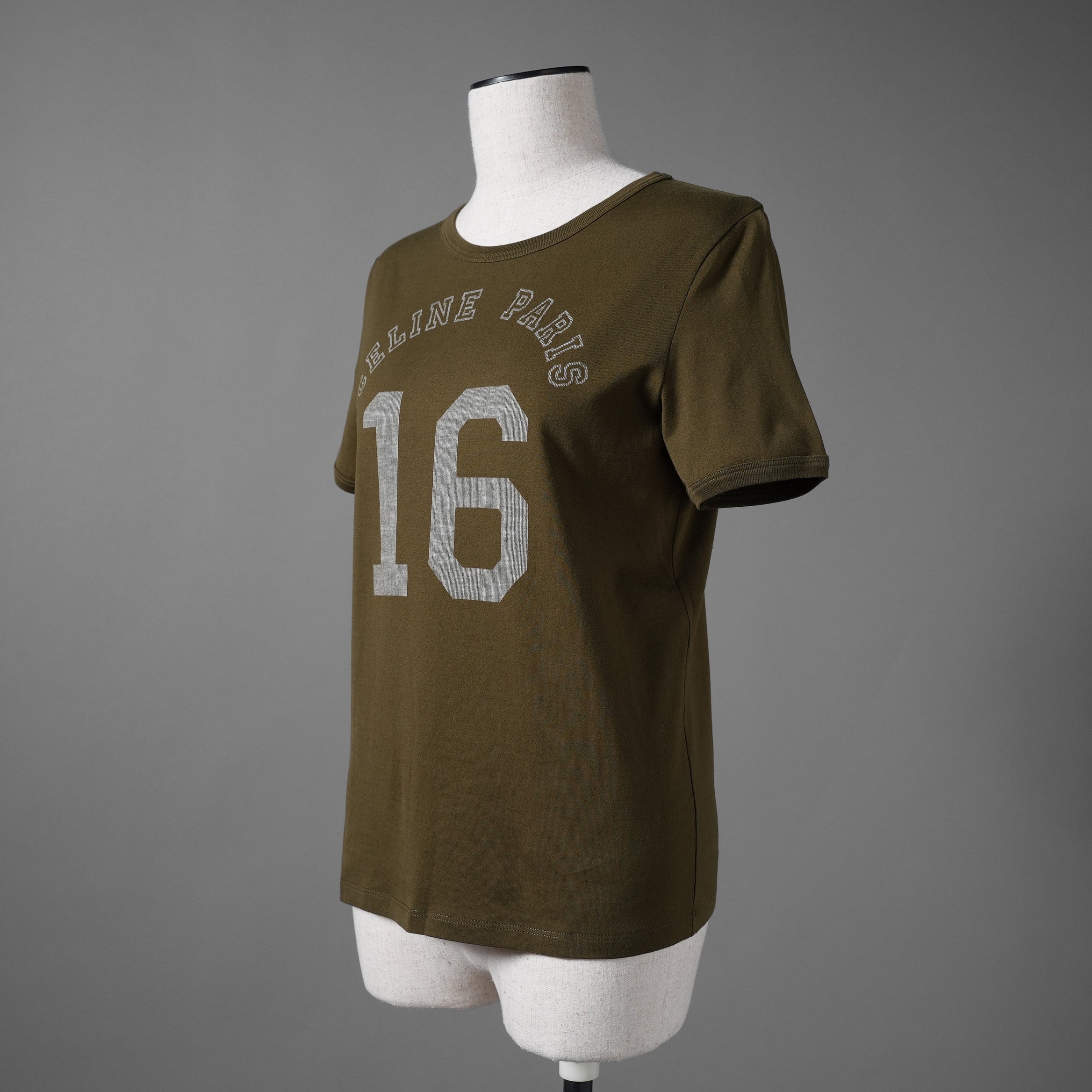 CELINE セリーヌ / 美品 21SS エディ期 16 セーズ ロゴ プリント 半袖Tシャツ / 2X813501F-02DO / size S (DARK KHAKI) レディース