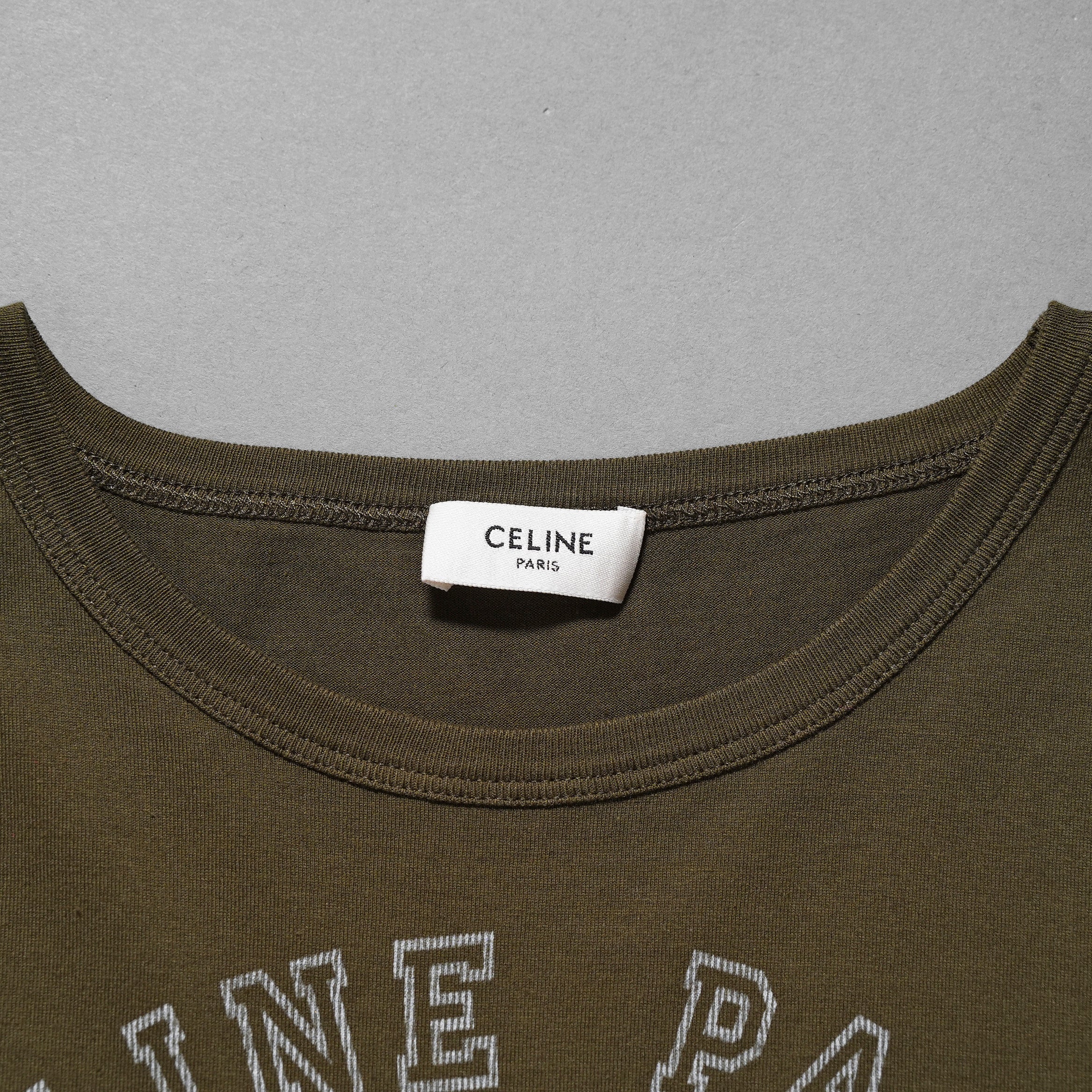 CELINE セリーヌ / 美品 21SS エディ期 16 セーズ ロゴ プリント 半袖Tシャツ / 2X813501F-02DO / size S (DARK KHAKI) レディース