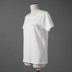 CELINE セリーヌ / 美品 21SS ゴールドロゴ エンブロイダリー 半袖Tシャツ / 2X351501F / size M (WHITE) レディース