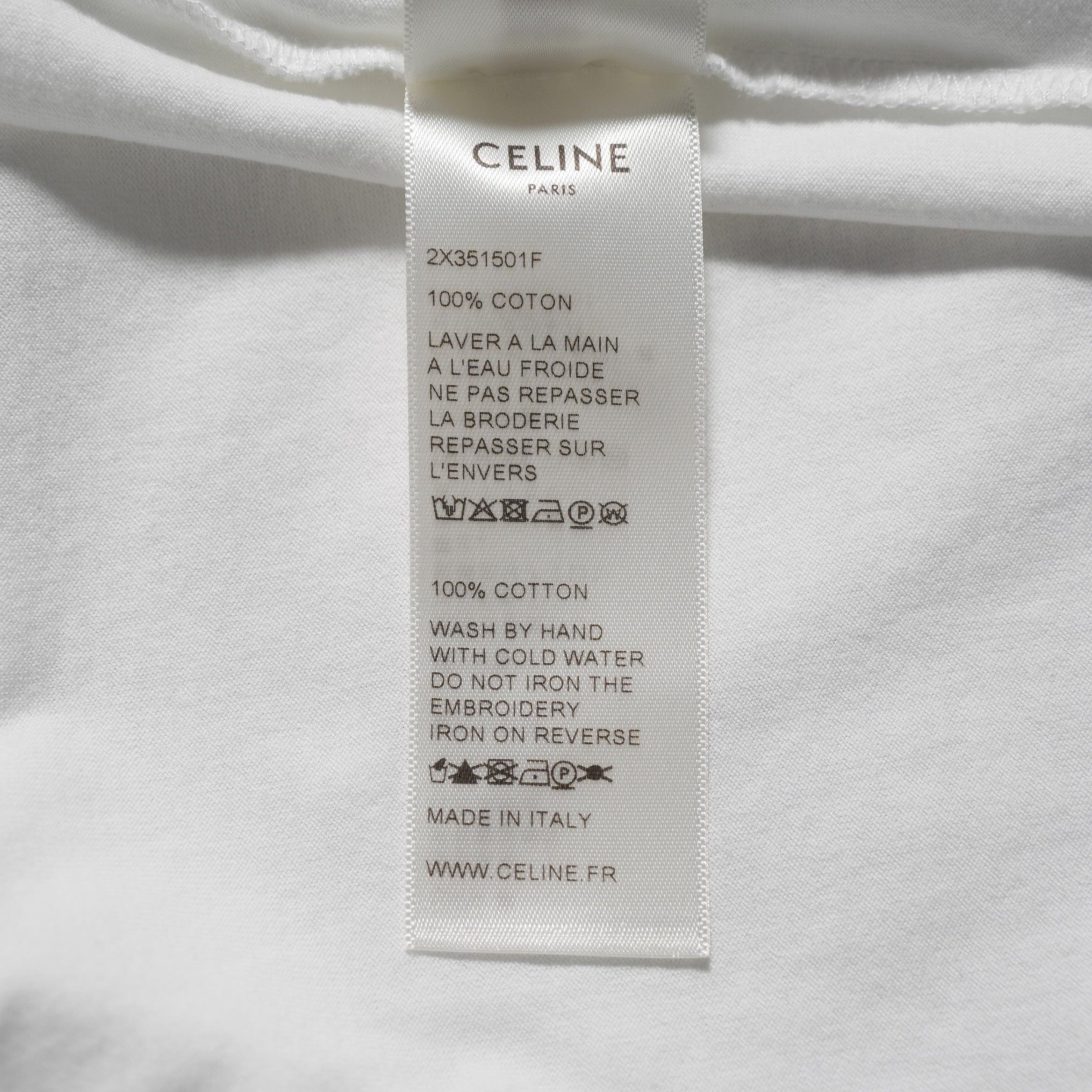 CELINE セリーヌ / 美品 21SS ゴールドロゴ エンブロイダリー 半袖Tシャツ / 2X351501F / size M (WHITE) レディース