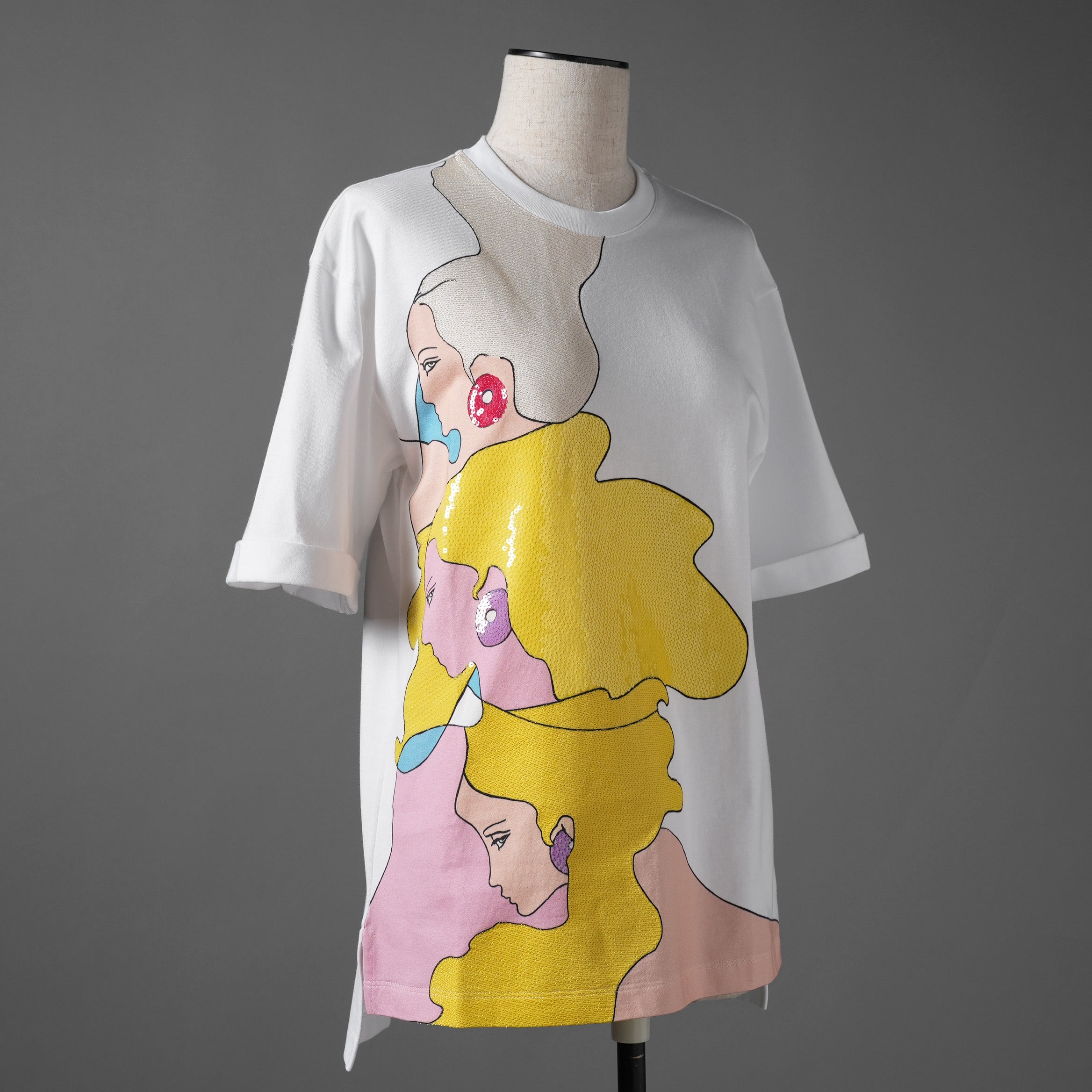 FENDI フェンディ / 22SS スパンコール ヘアドゥガールズ 半袖 Tシャツ / FS7011AK6B / size XXS (WHITE) レディース