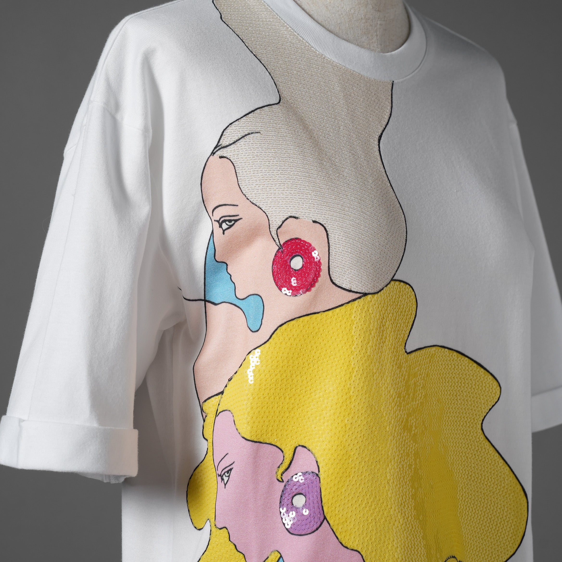 FENDI フェンディ / 22SS スパンコール ヘアドゥガールズ 半袖 Tシャツ / FS7011AK6B / size XXS (WHITE) レディース